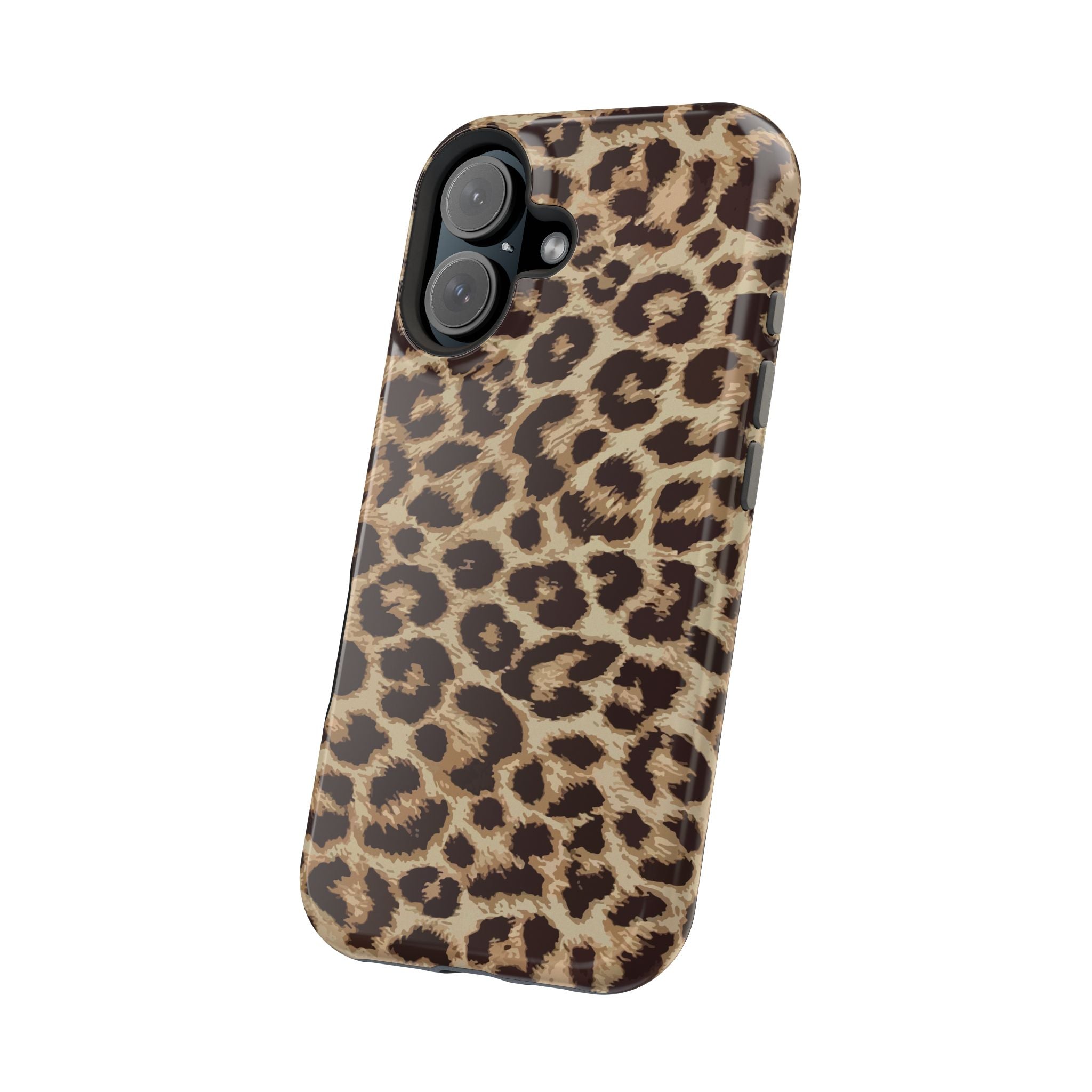 Stylish Savannah Rush Cheetah Case for iPhone 16 with bold animal print, featuring a cute MagSafe design for phone protection.