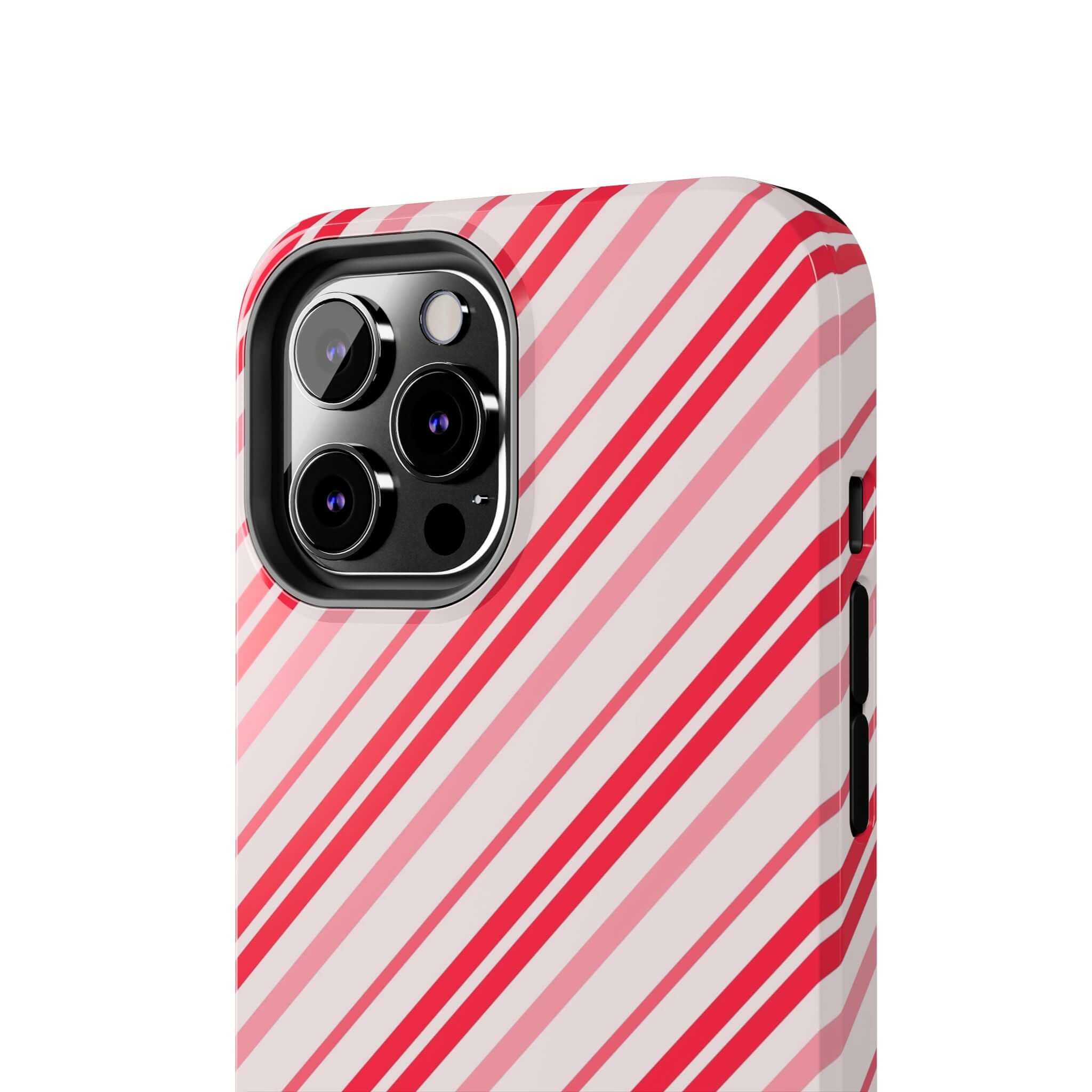 Candy Cane Cutie striped holiday cute iPhone case with festive Christmas design, perfect custom phone case for gift-giving.