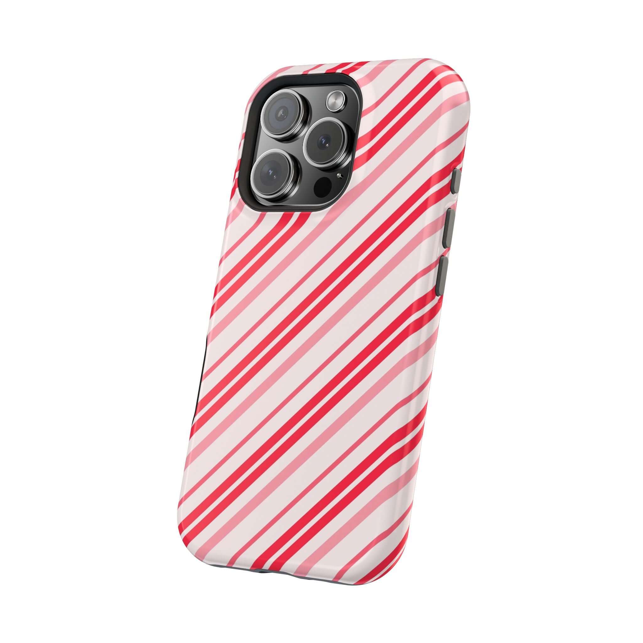 Candy Cane Cutie MagSafe case with festive red and white stripes, perfect Xmas phone cover for the holiday season.