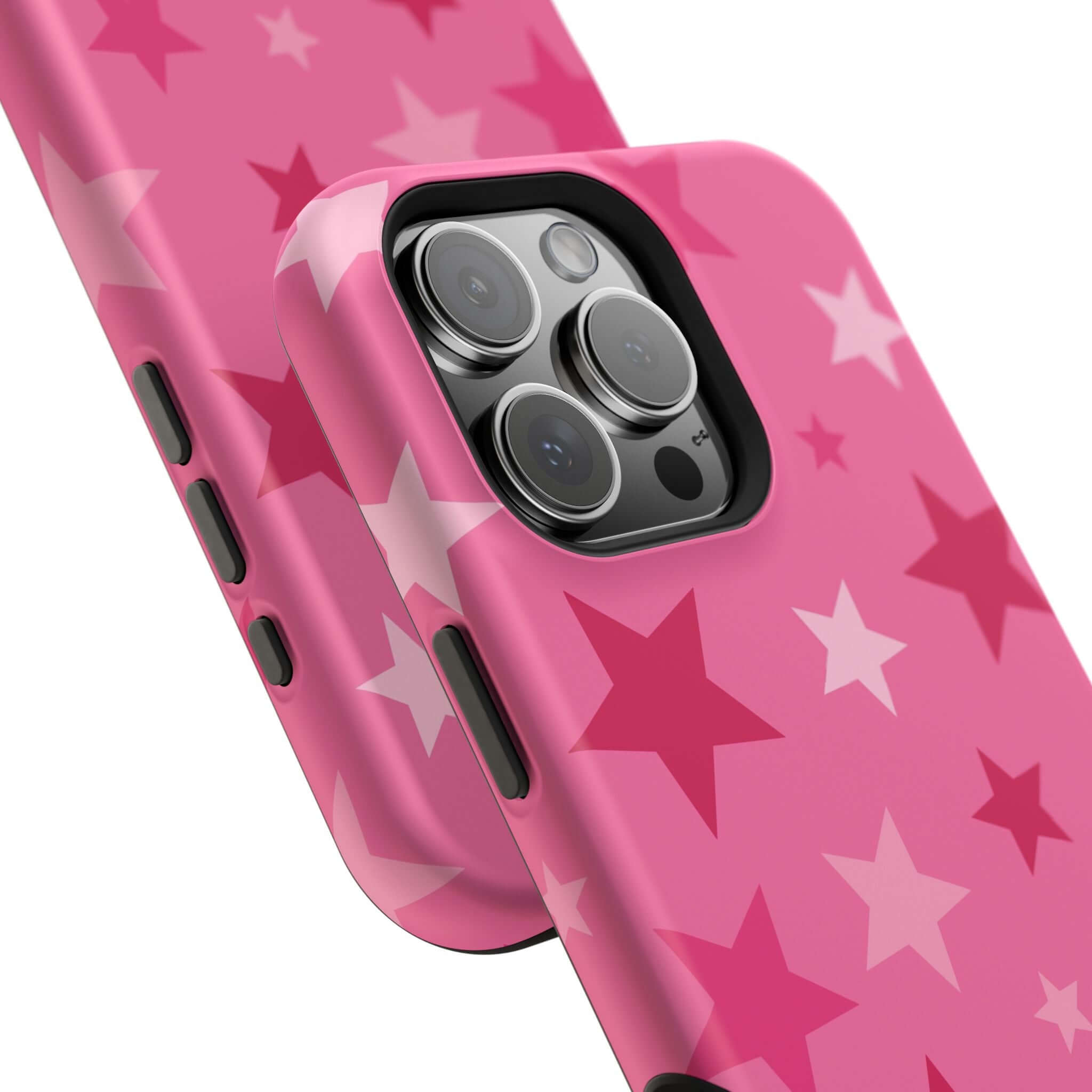 Cute pink stars case for iPhone, adding cheerful style and protection for trendsetters. Perfect cute phone cover!