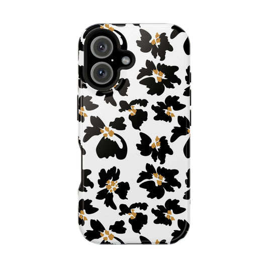 Noir Flora Black Floral Case for iPhone featuring modern floral design, perfect as a cute MagSafe and animal print phone case.