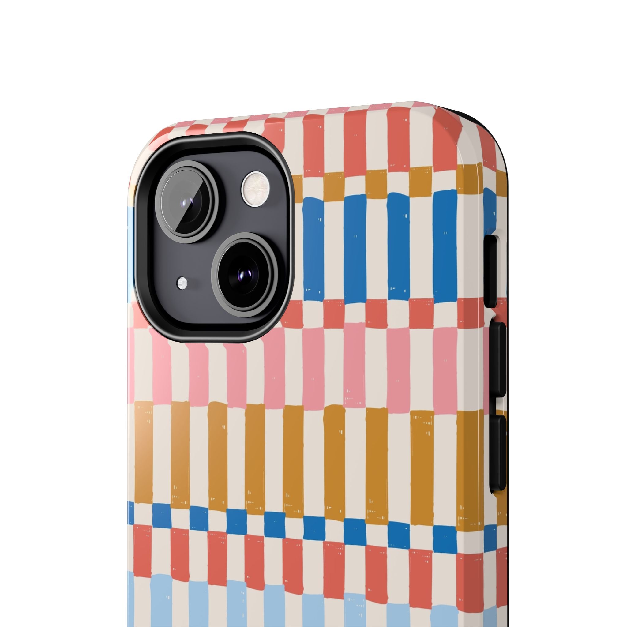 Colorwave Stripes vintage iPhone case with vibrant stripes, cute iPhone case cover, sleek and stylish phone case protection.