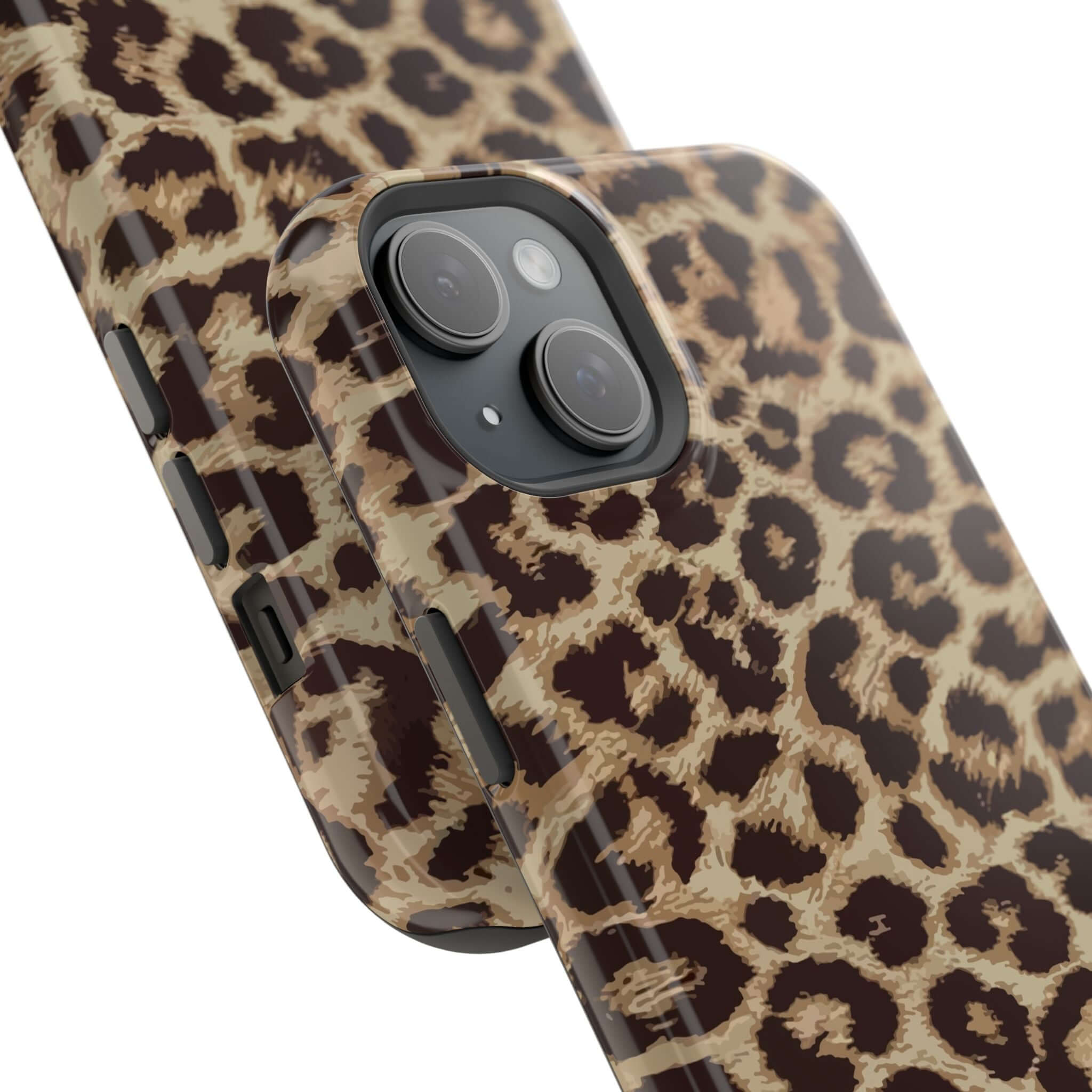 Cheetah print MagSafe phone case for iPhone 16, Savannah Rush, cute and stylish protective accessory.