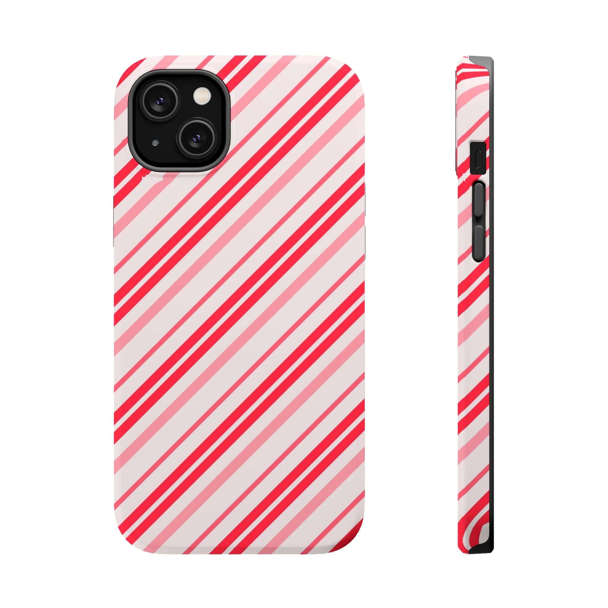 Candy Cane Cutie MagSafe Case with festive red and white stripes, perfect christmas case, holiday season xmas phone cover.