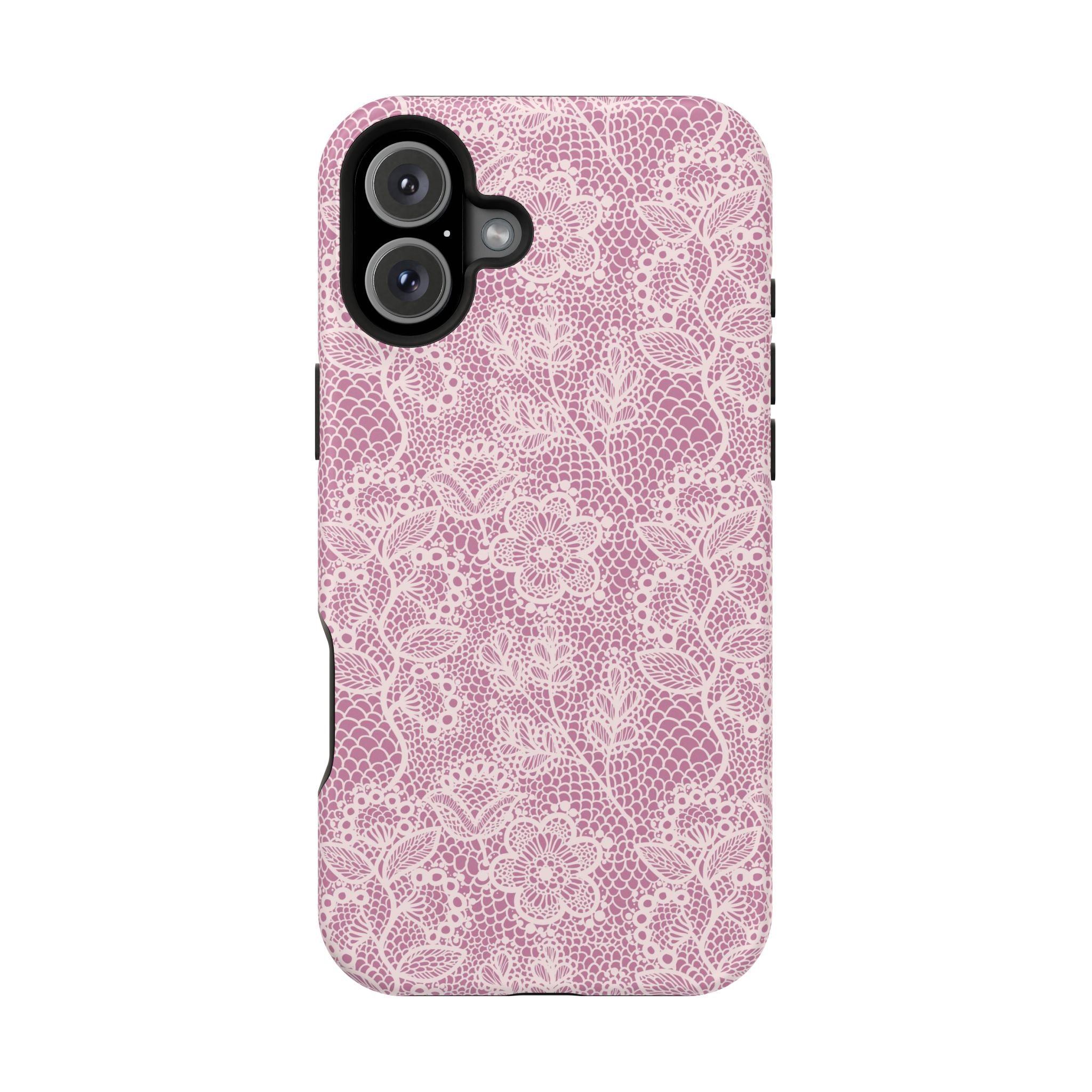 Pink Lace MagSafe iPhone Case with Country Charm and Cute Floral Design