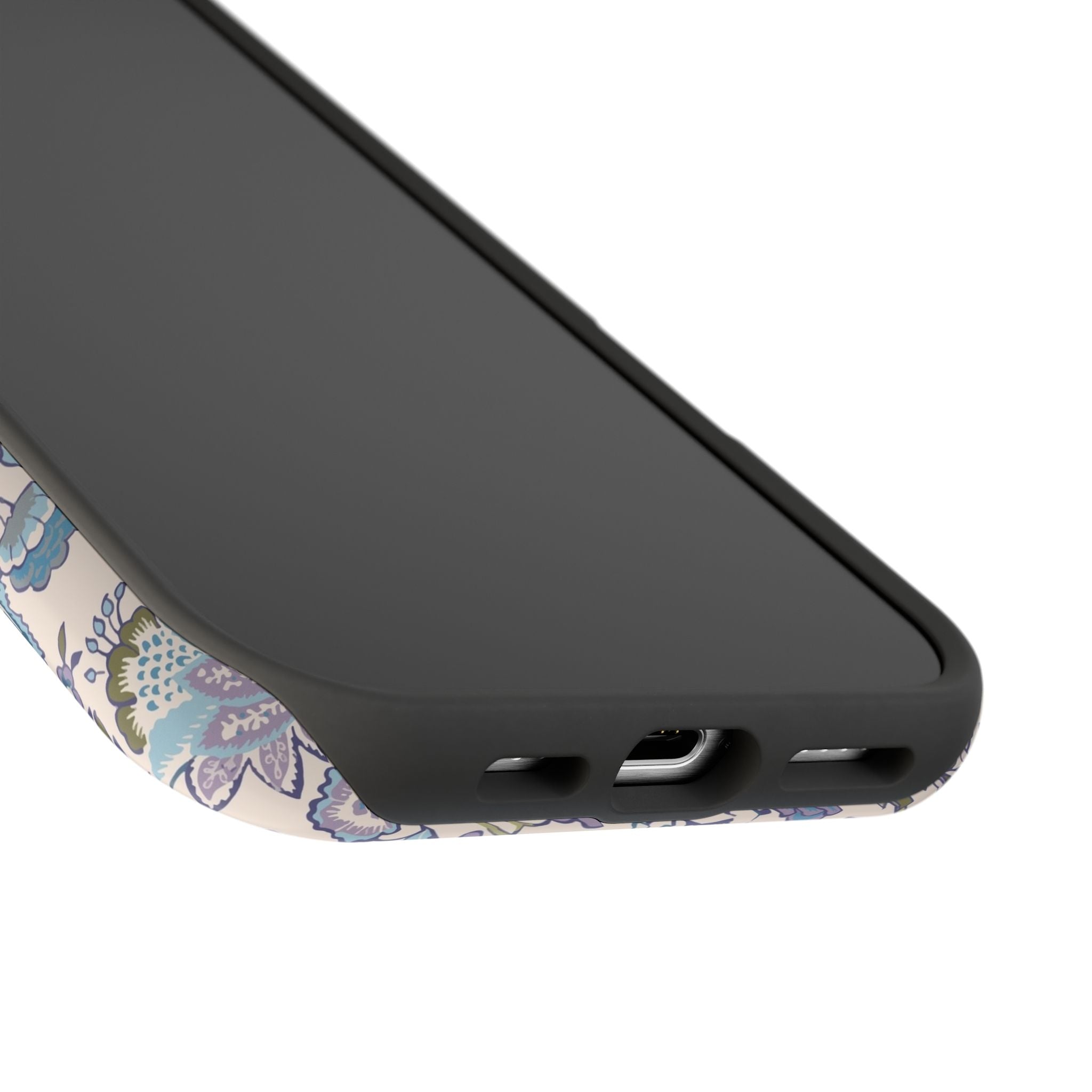 Blue CottageCore floral MagSafe iPhone case with whimsical design, perfect cute phone cover for nature lovers.