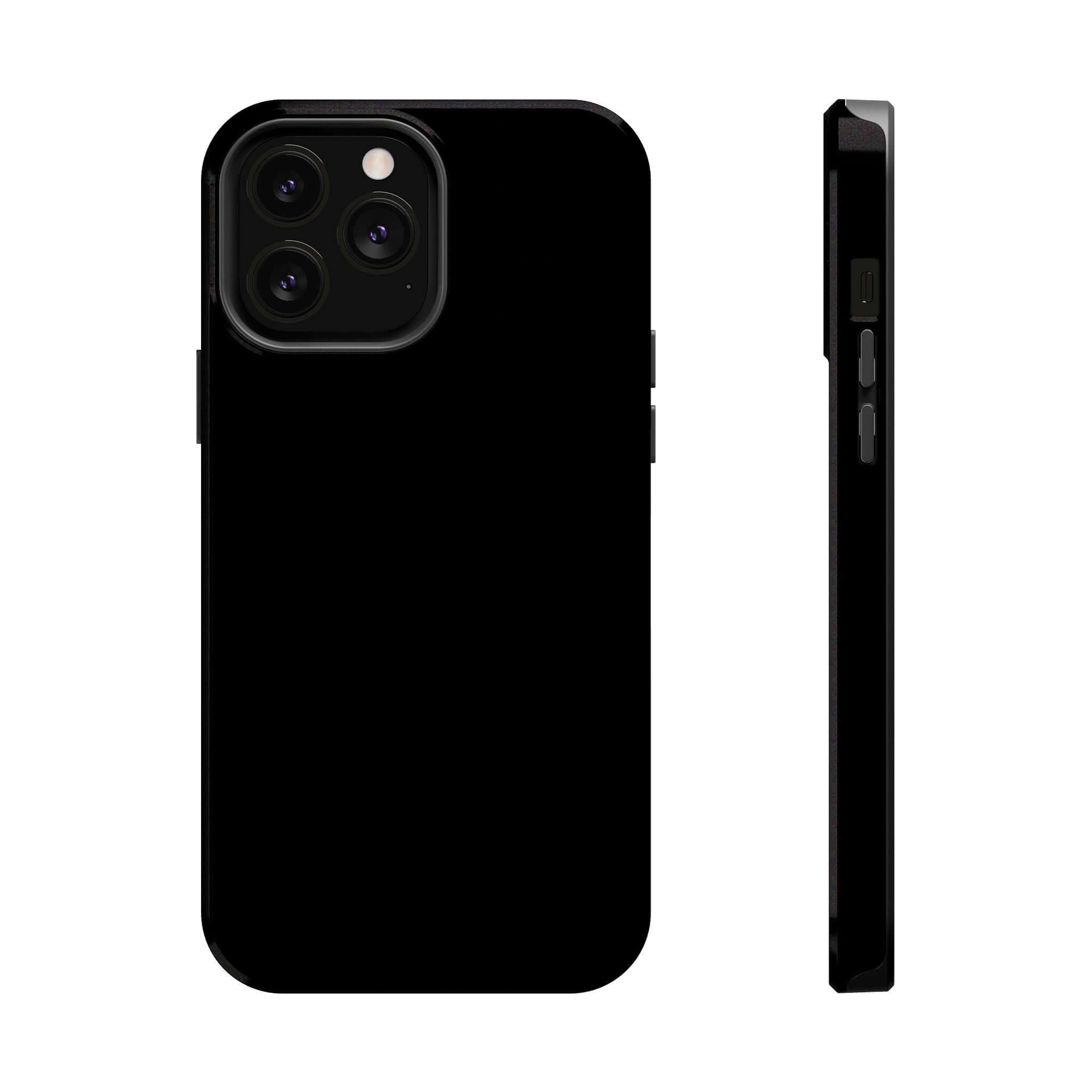 Solid black iPhone case, Black Tie by Cute Phone Case Brands, durable and stylish, featuring free shipping, iPhone cases with flowers.