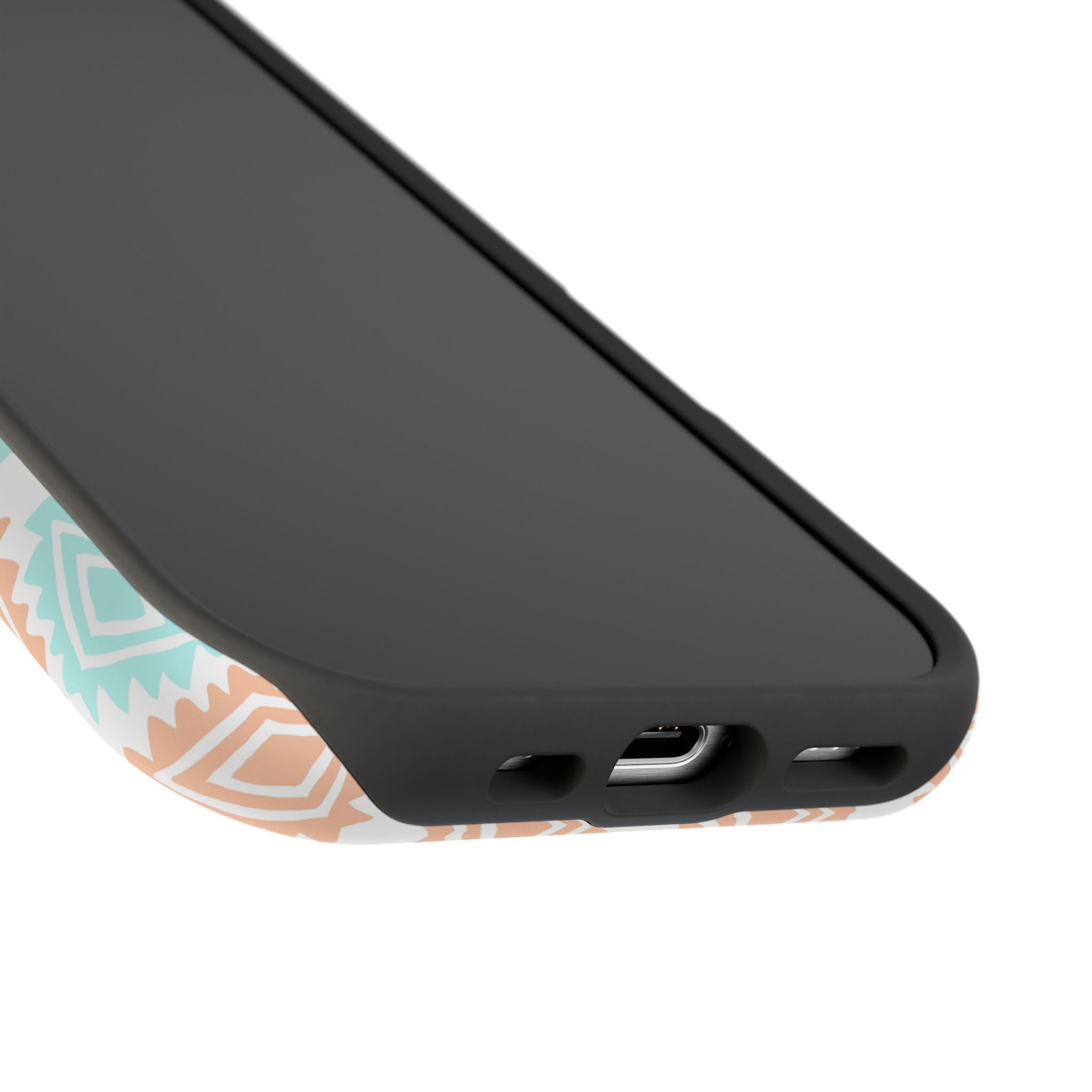 Southwestern MagSafe iPhone case with funky abstract design and floral accents, offering cute and functional phone protection.