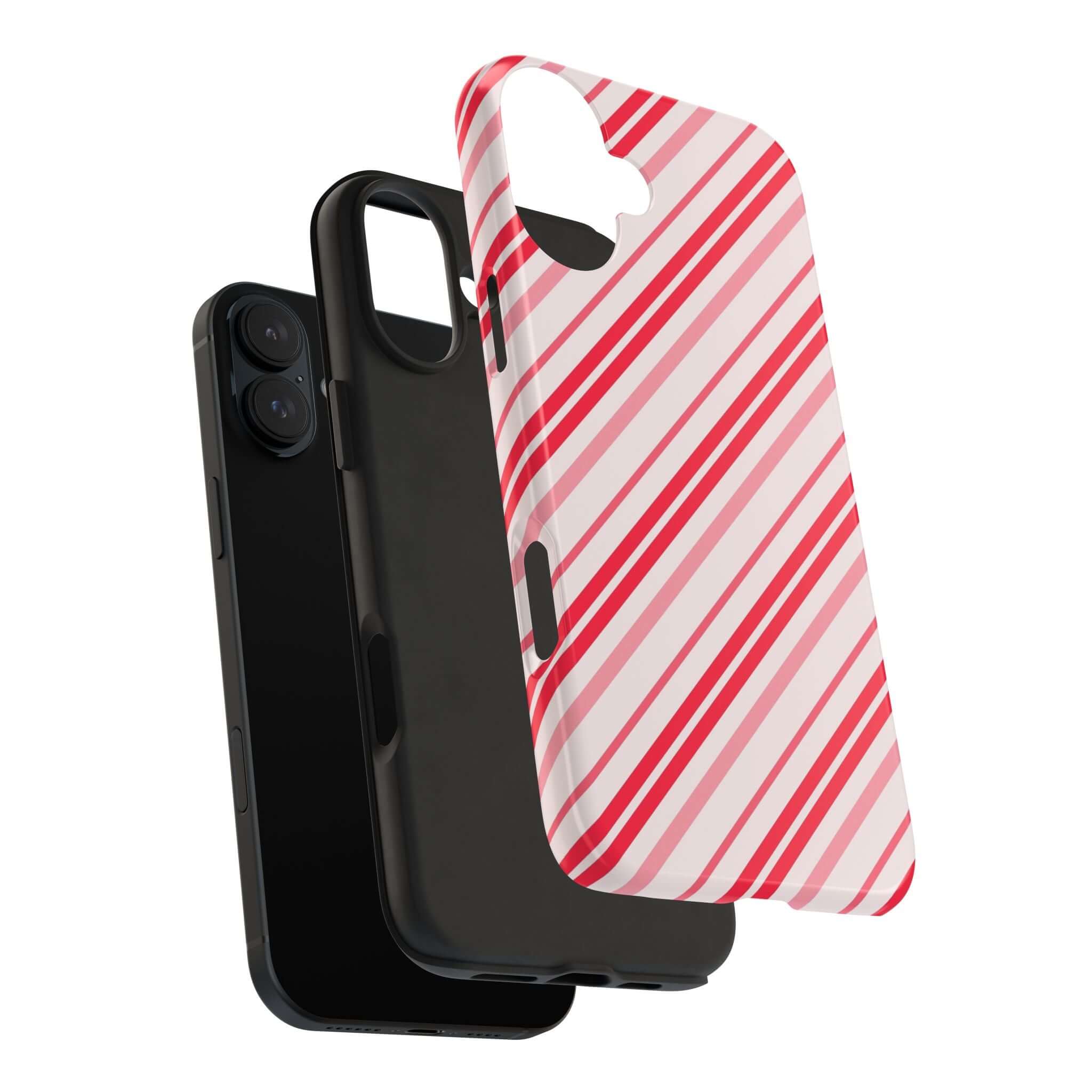 Cute Candy Cane Cutie striped holiday custom iPhone case with festive Christmas design, perfect holiday phone accessory.