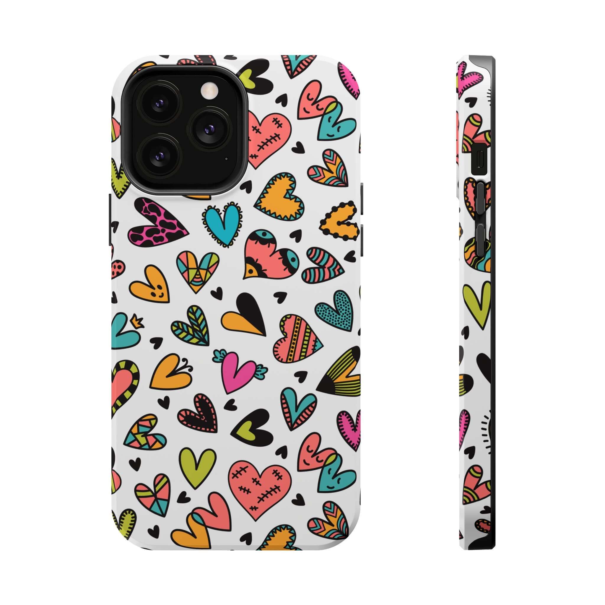 Kaleidoscope of Hearts iPhone case - colorful and cute hearts design. Cute iPhone case with free shipping. Get stylish protection now!