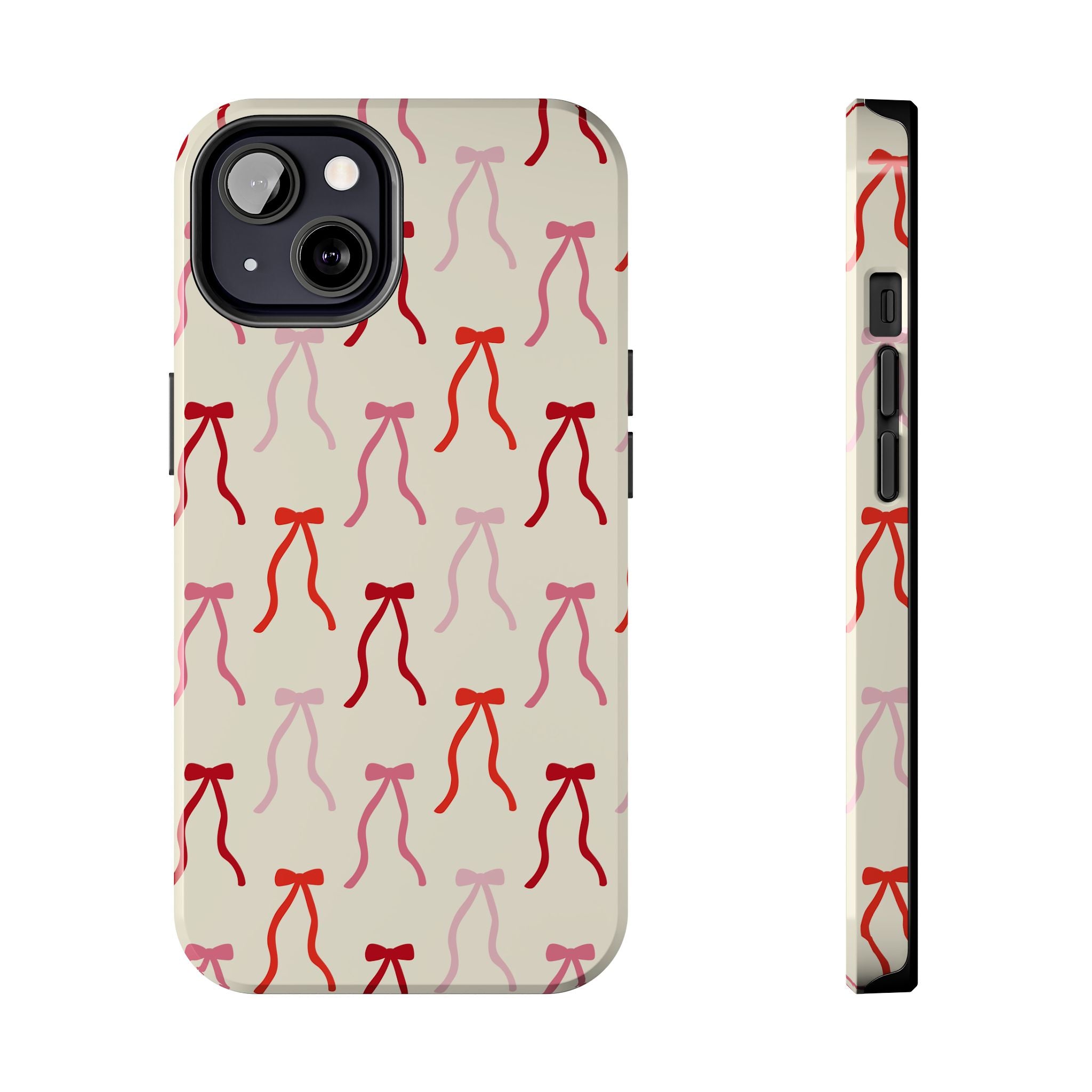 Beige Coquette Case with Red Bow Design for iPhone 16 - Cute Phone Case for Stylish Protection