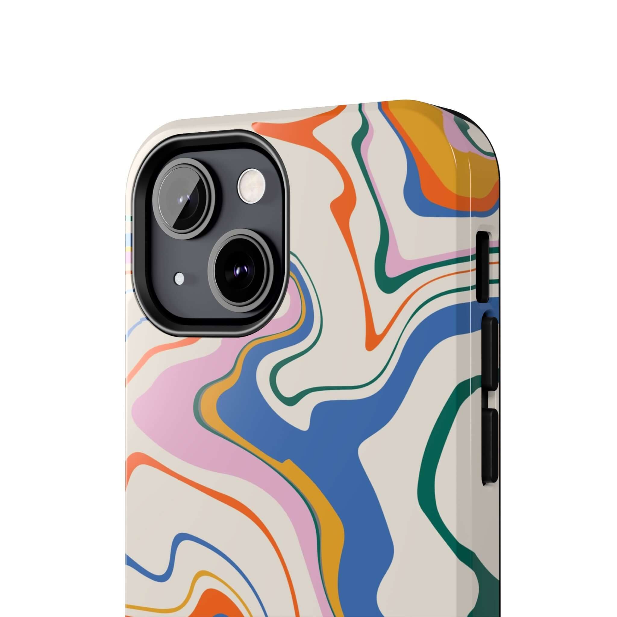 Colorful abstract swirl design phone case for iPhone 14 Pro Max and Samsung S23