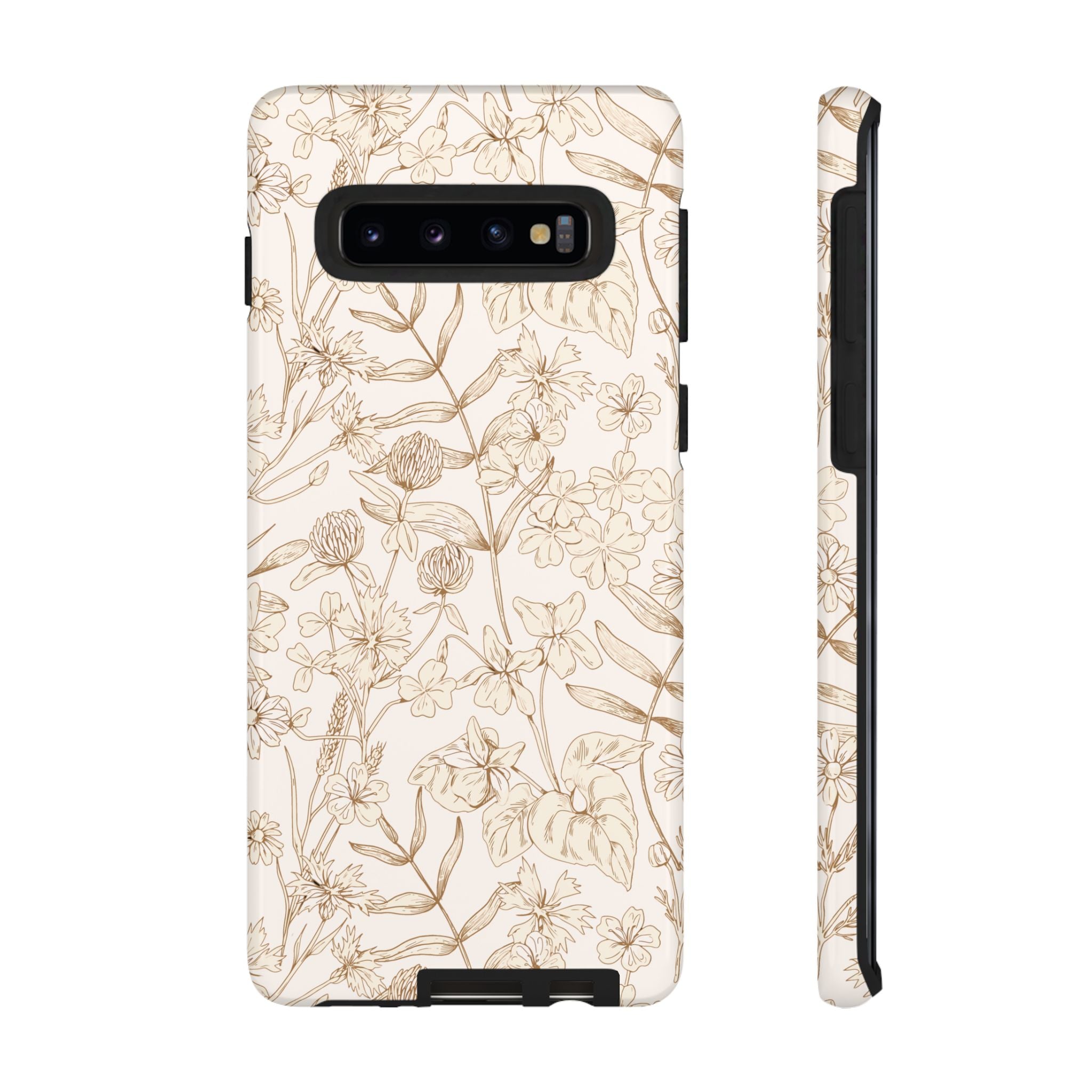 Beige Thyme and Tan Garden Cute Phone Case for Samsung with Floral Design