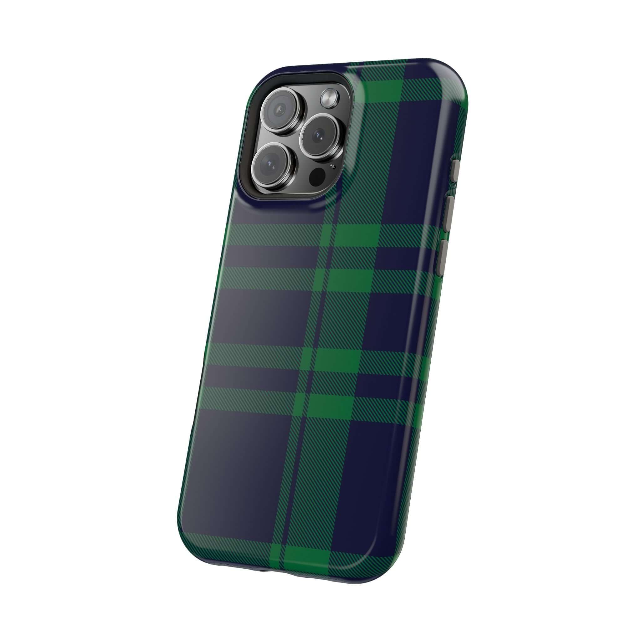 Cute Mistletoe Plaid MagSafe case for iPhone, adding festive flair and protection to your phone this Christmas season.