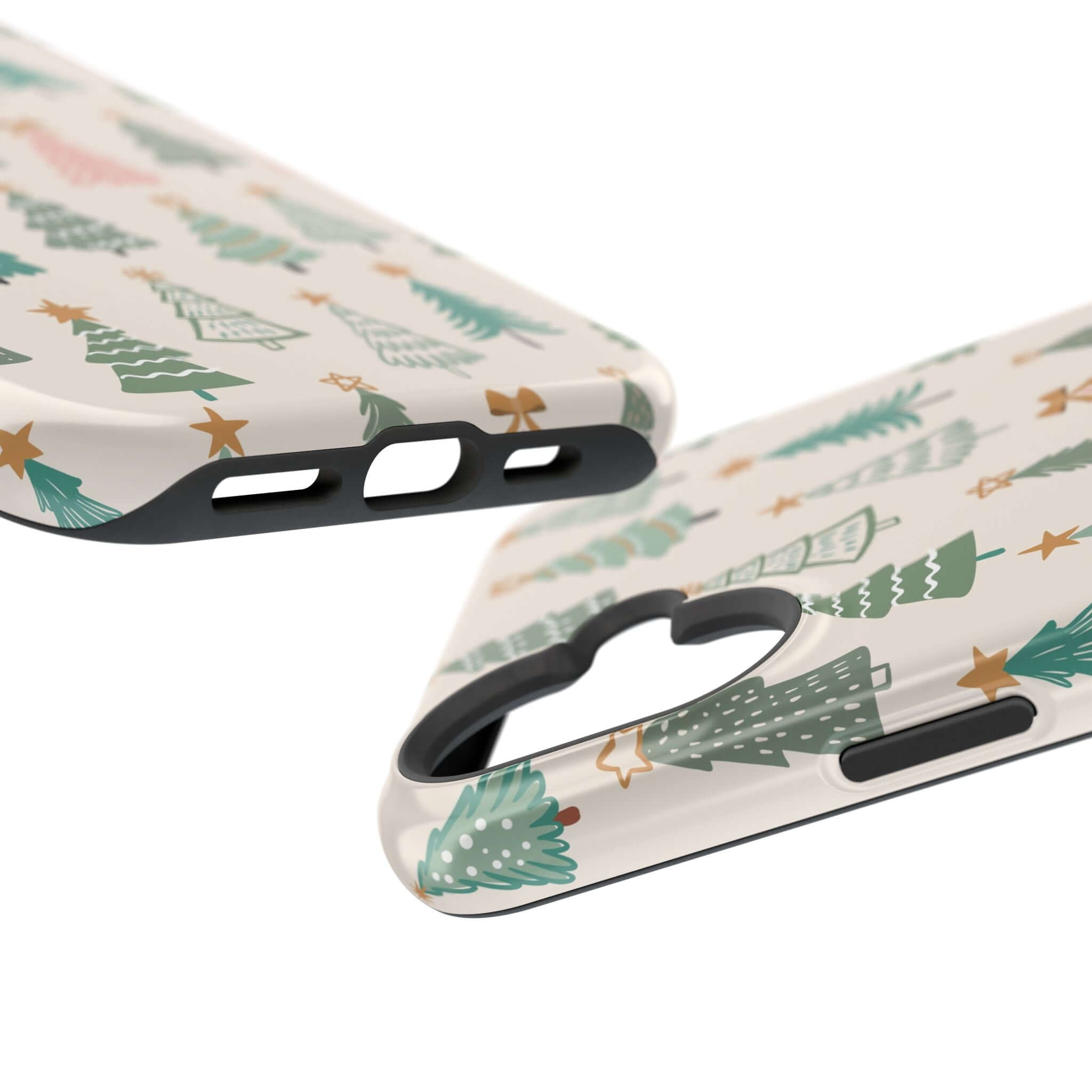 Festive Christmas tree design on MagSafe phone case, perfect holiday or Xmas phone cover, cute and protective.