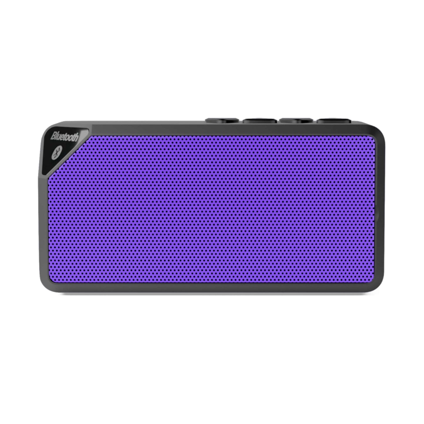 Purple Bluetooth speaker durable ABS case, ideal for holidays, with 33-ft range and 2-hour playback, perfect for road trips and parties.