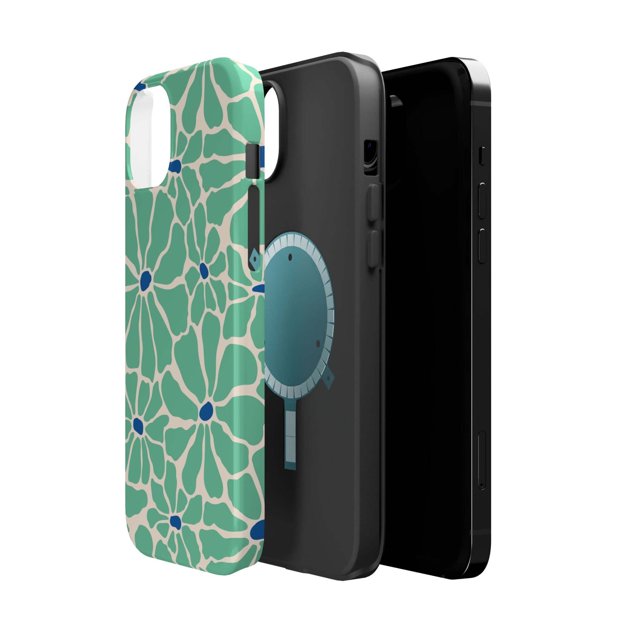 Cute retro floral phone case showcasing tropical design, perfect Apple iPhone accessory for stylish protection.