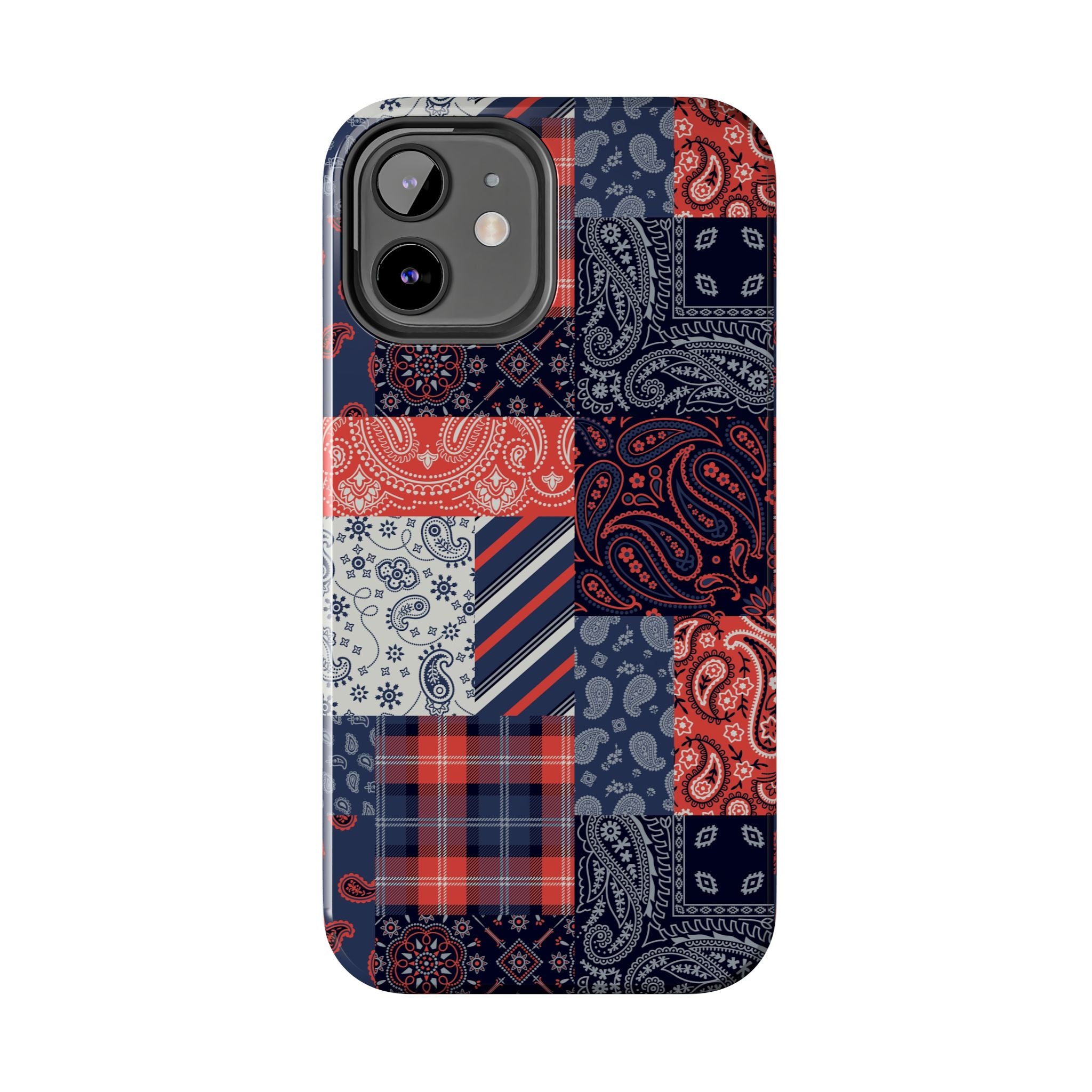 Cute bandana patchwork iPhone 14 Pro case for bookish men