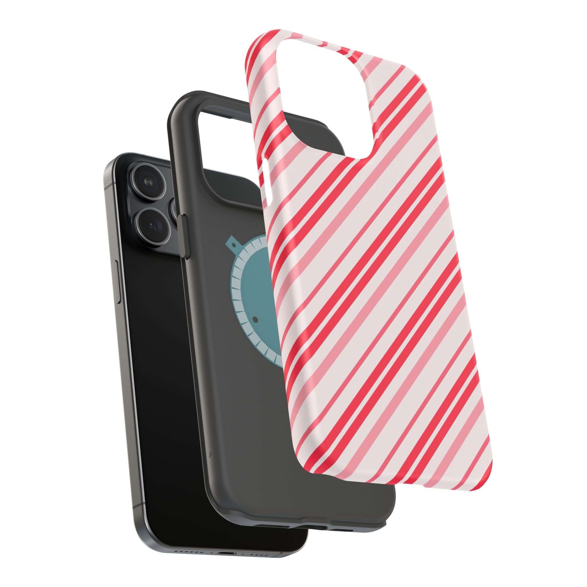 Candy Cane Cutie MagSafe Case with festive design, featuring red and white stripes for a cute and functional Xmas phone cover.