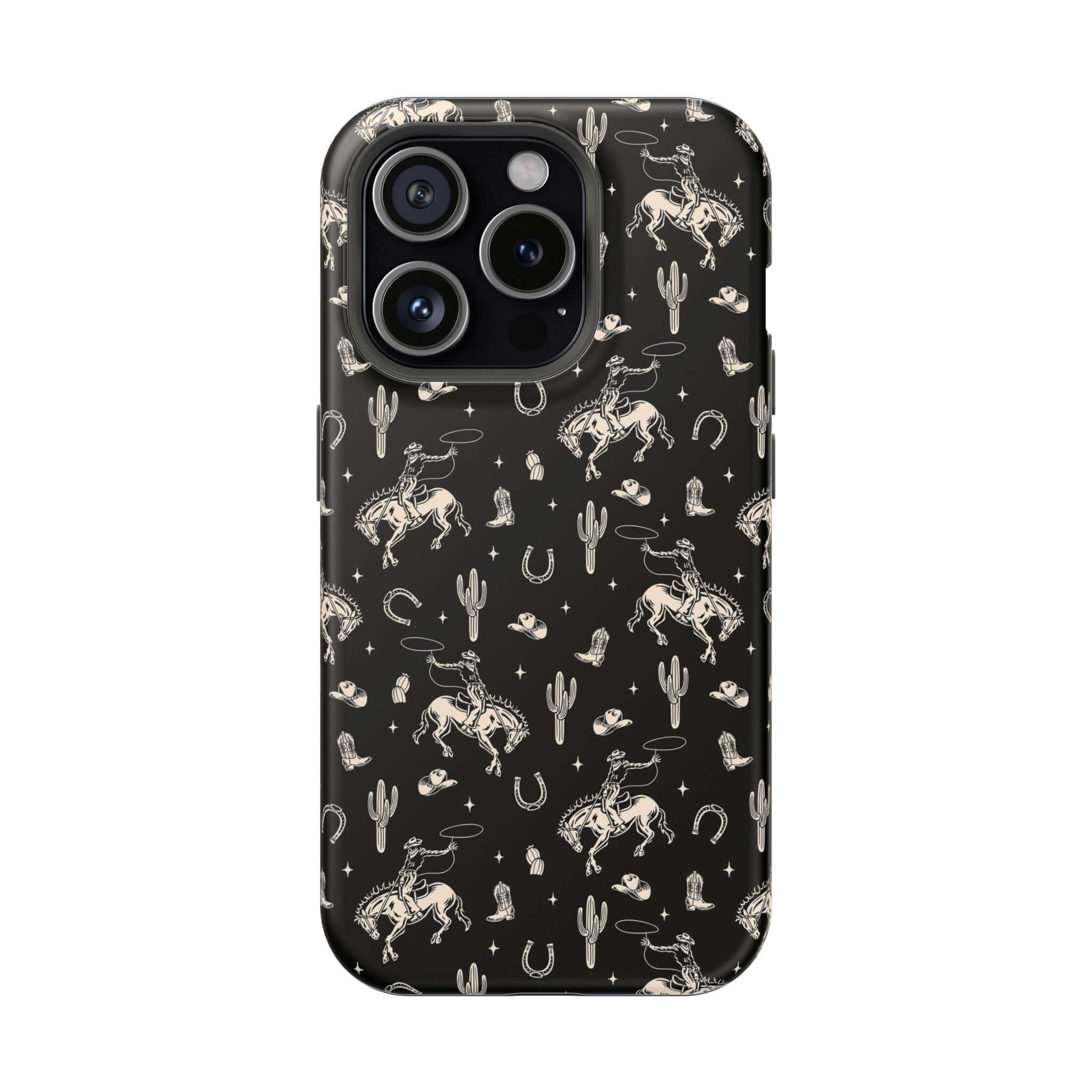 Cute black western Twilight Cowgirl iPhone case with flowers and cowgirl design, free shipping, protective phone cover.