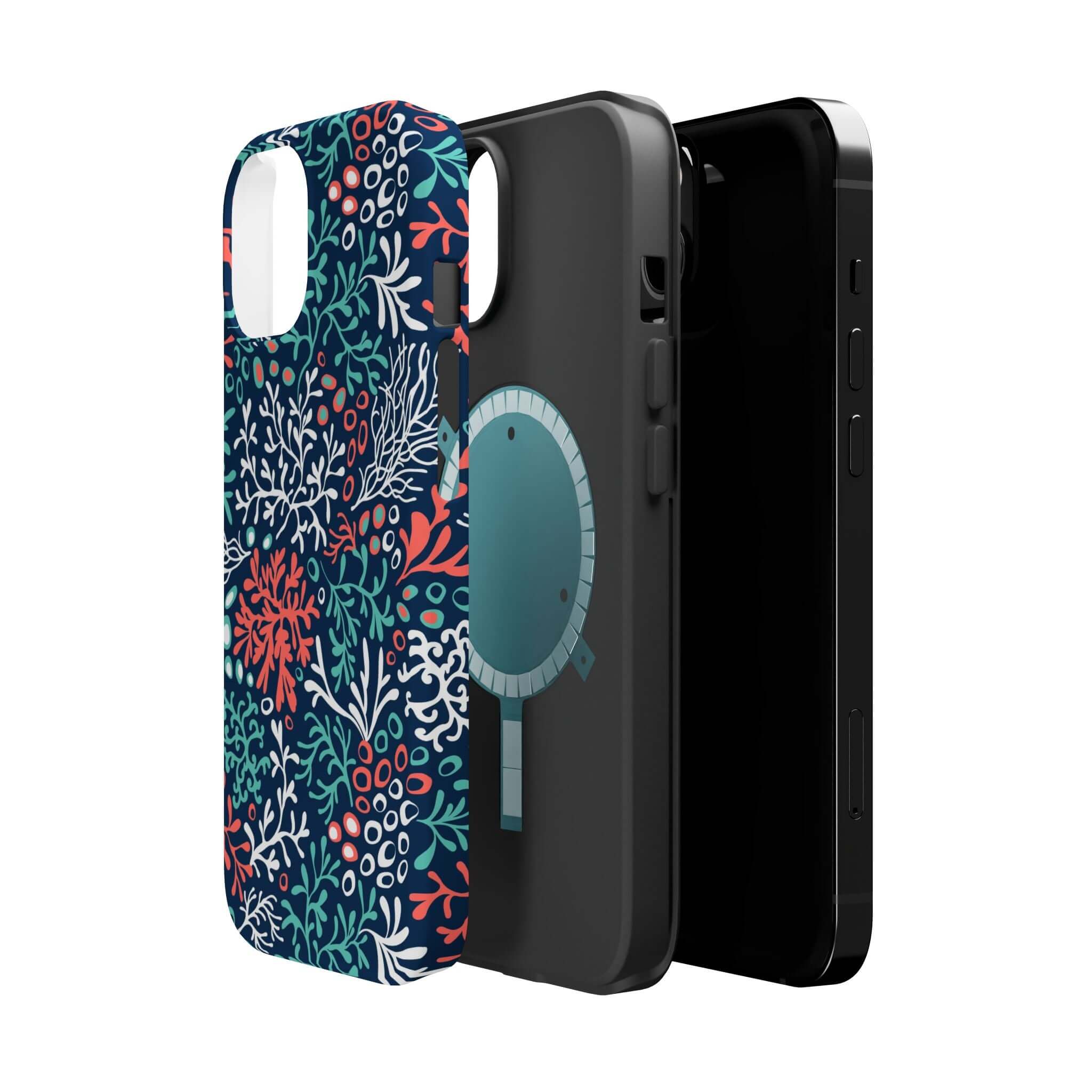 Colorful coral reef design on a cute phone case for iPhone 16, featuring vibrant beachy style and device protection.