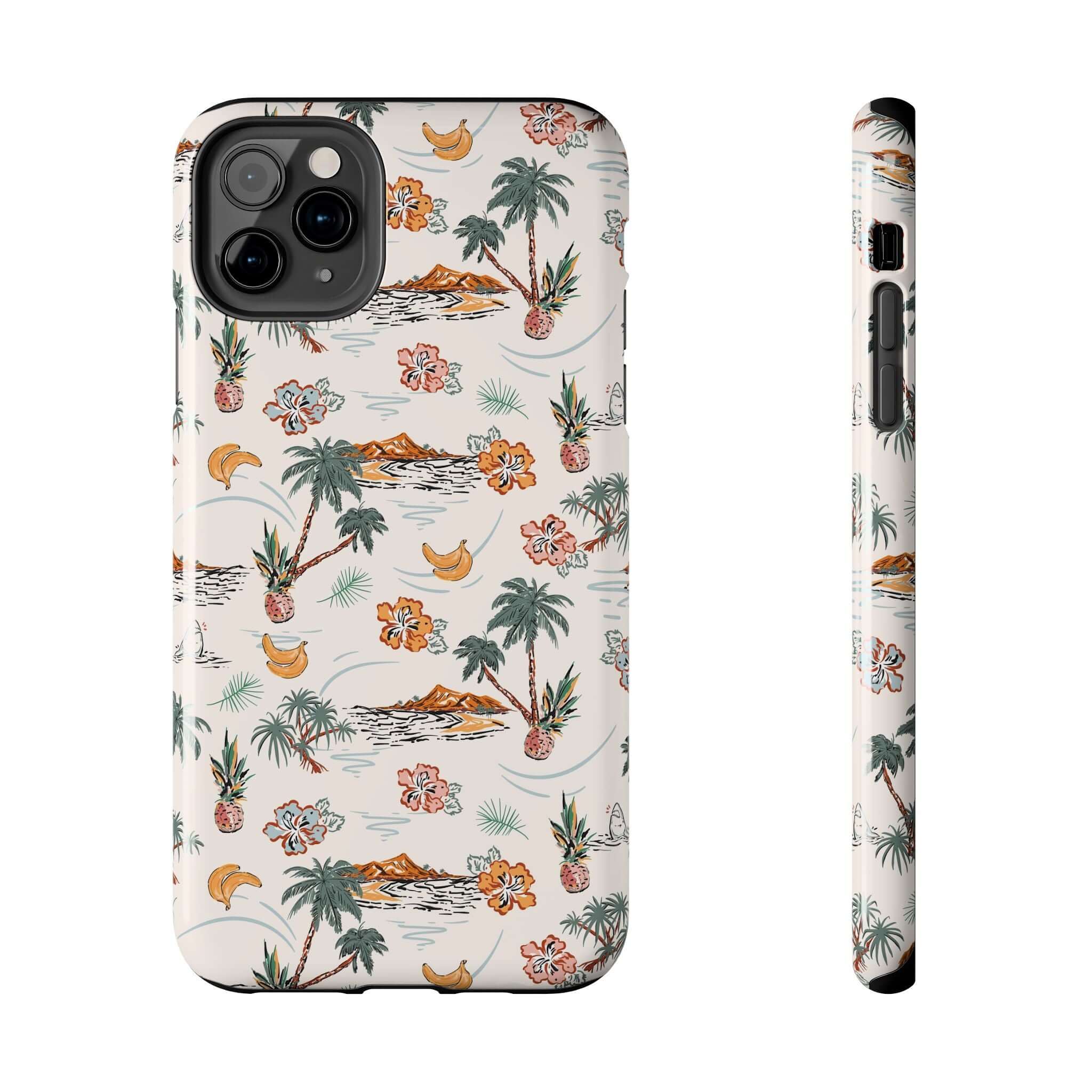 Cute tropical beach iPhone 14 case with palm tree design for playful getaways, free shipping, perfect phone cover for iPhone 14