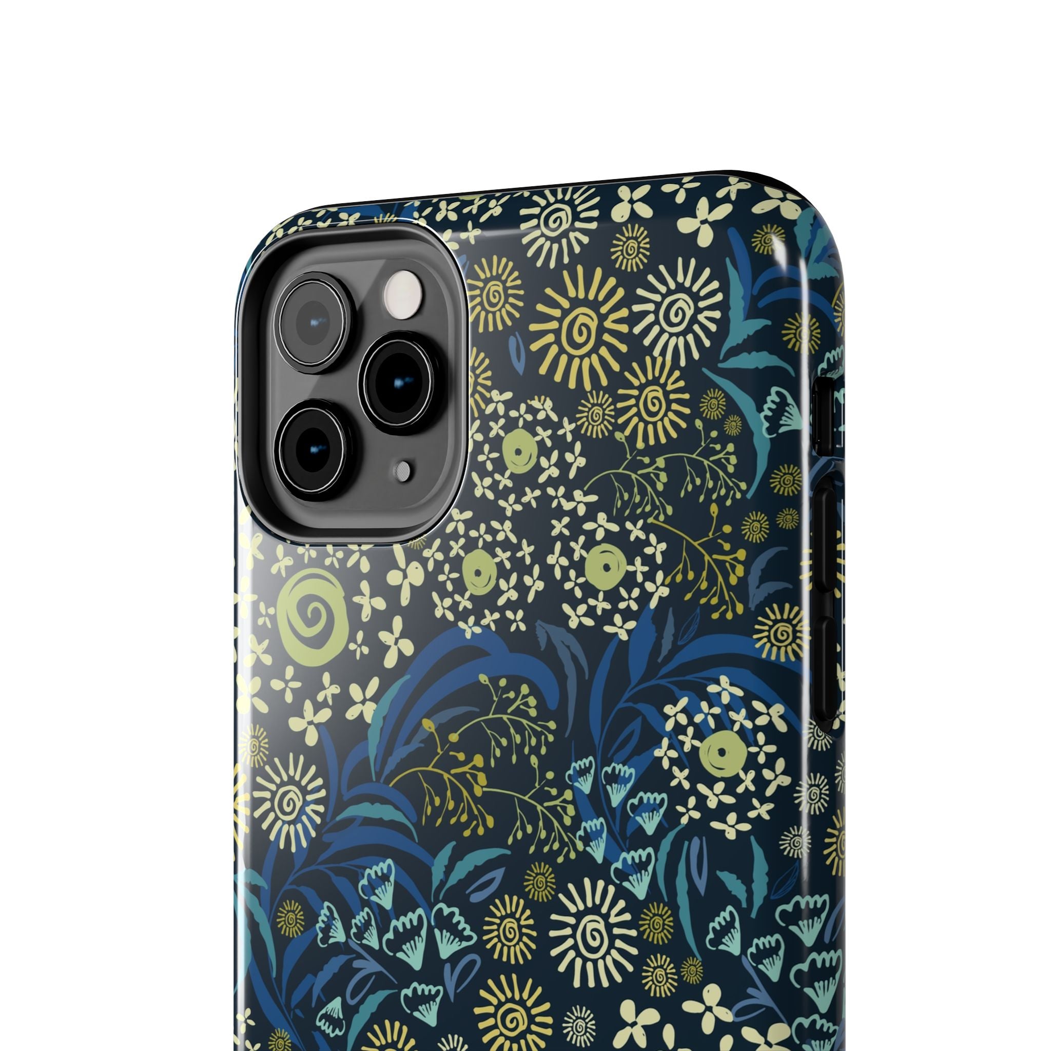 Botanic Breeze Blue Floral Case protecting iPhone, featuring intricate blue flower design for cute iPhone cases and stylish phone protection.