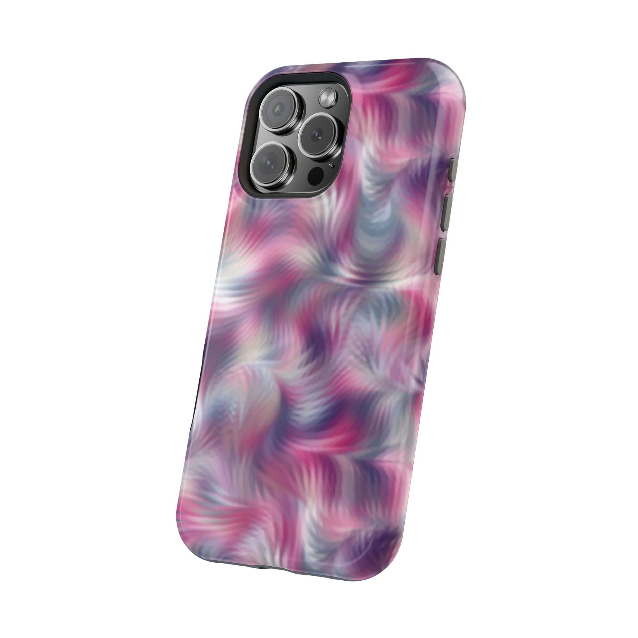 Loosing Sight purple abstract MagSafe iPhone case with tie dye swirl, a cute and quirky phone cover for playful personalities.