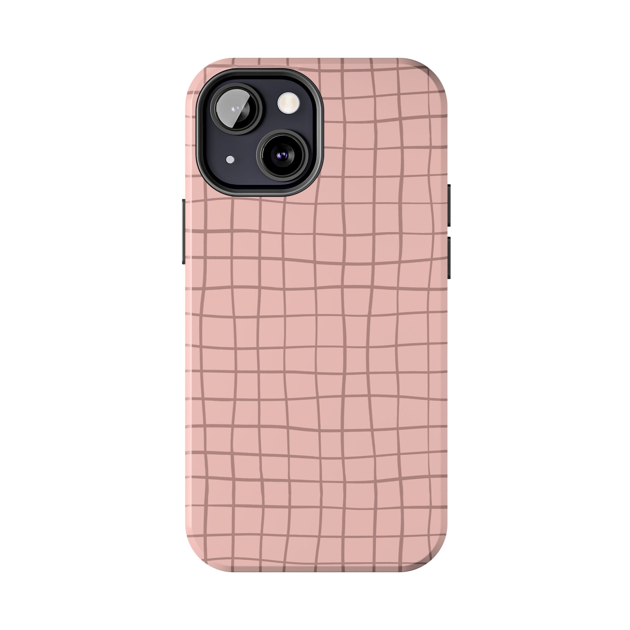 Blush Grid Pink Abstract Case for iPhone, cute MagSafe phone cover with free shipping, custom design.