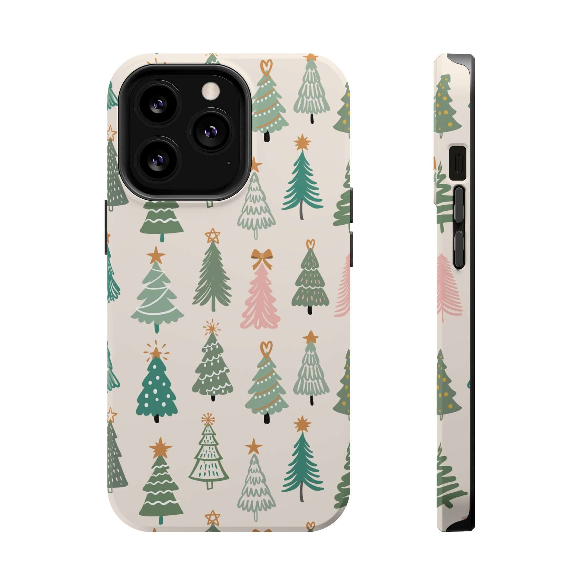 Festive O Christmas Tree MagSafe Case with holiday tree design, perfect xmas phone cover for those seeking a cute christmas case.