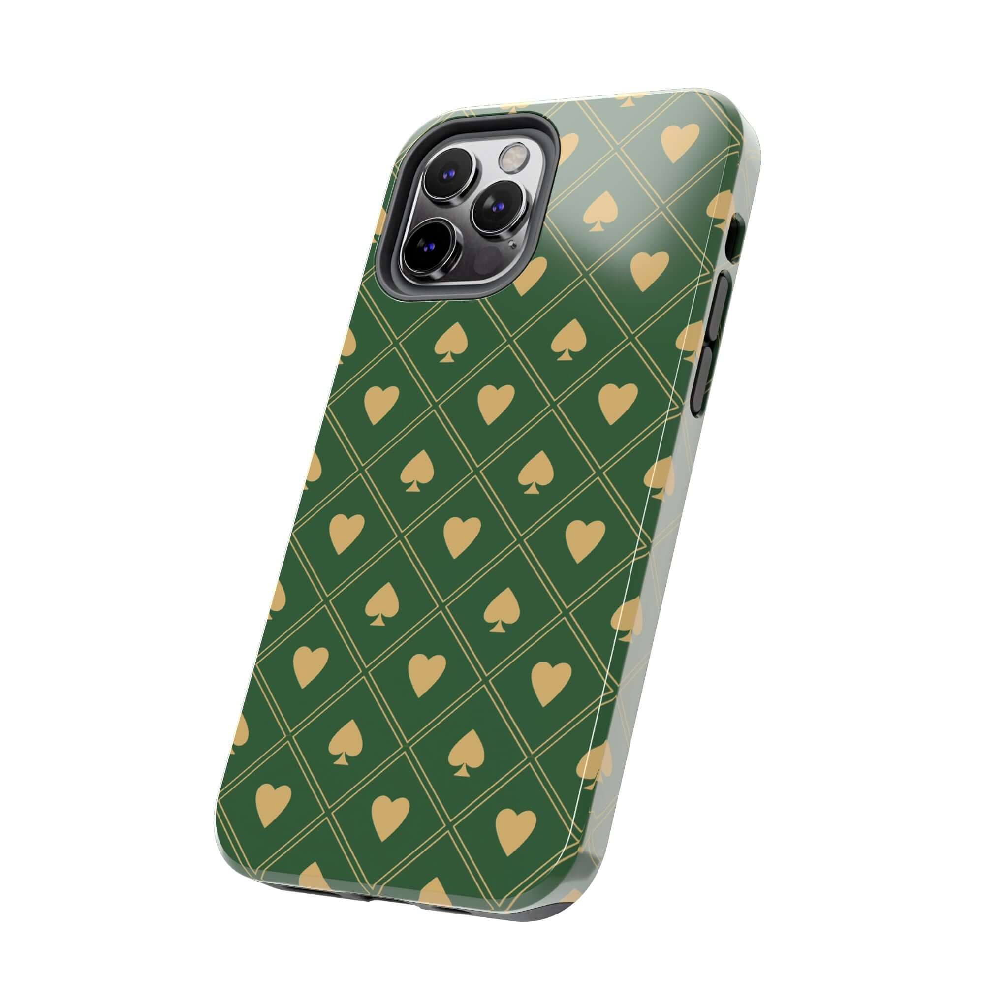 Royal Flush Green Spade Phone Case for iPhone and Samsung, Cute Design with Flower Pattern, Free Shipping