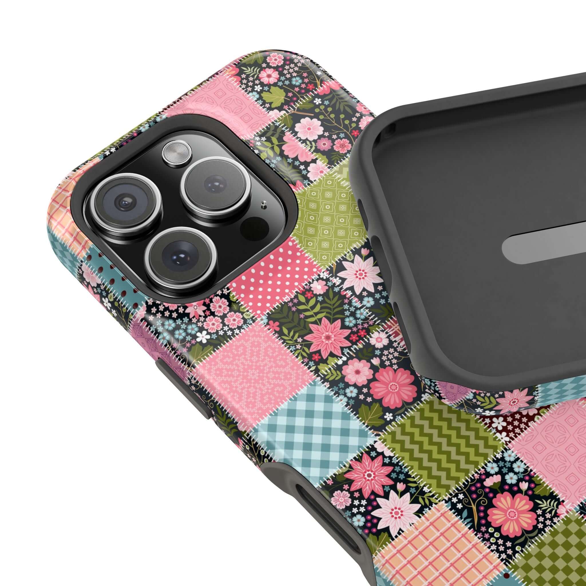 Cute Flora Forage Wildflower Patchwork MagSafe iPhone case with floral design, perfect for free-spirited, groovy vibes.