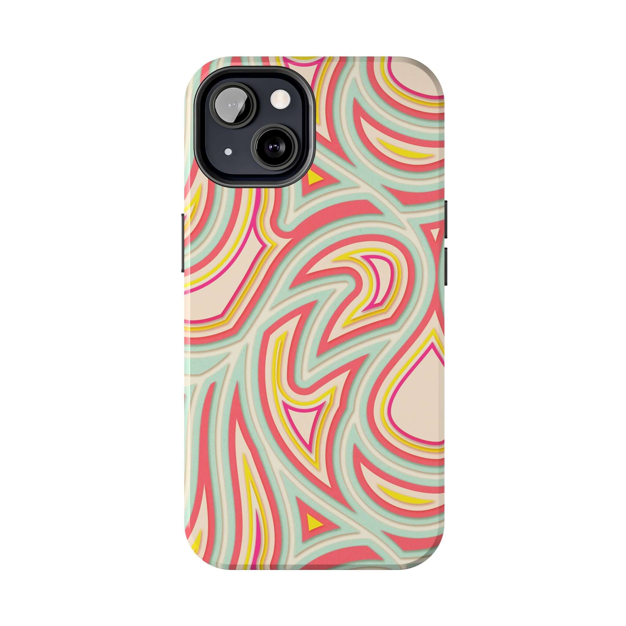 Groovy Waves Retro Abstract Case - Cute, colorful iPhone and Samsung phone cover with flowers, bringing back funky, playful retro vibes.