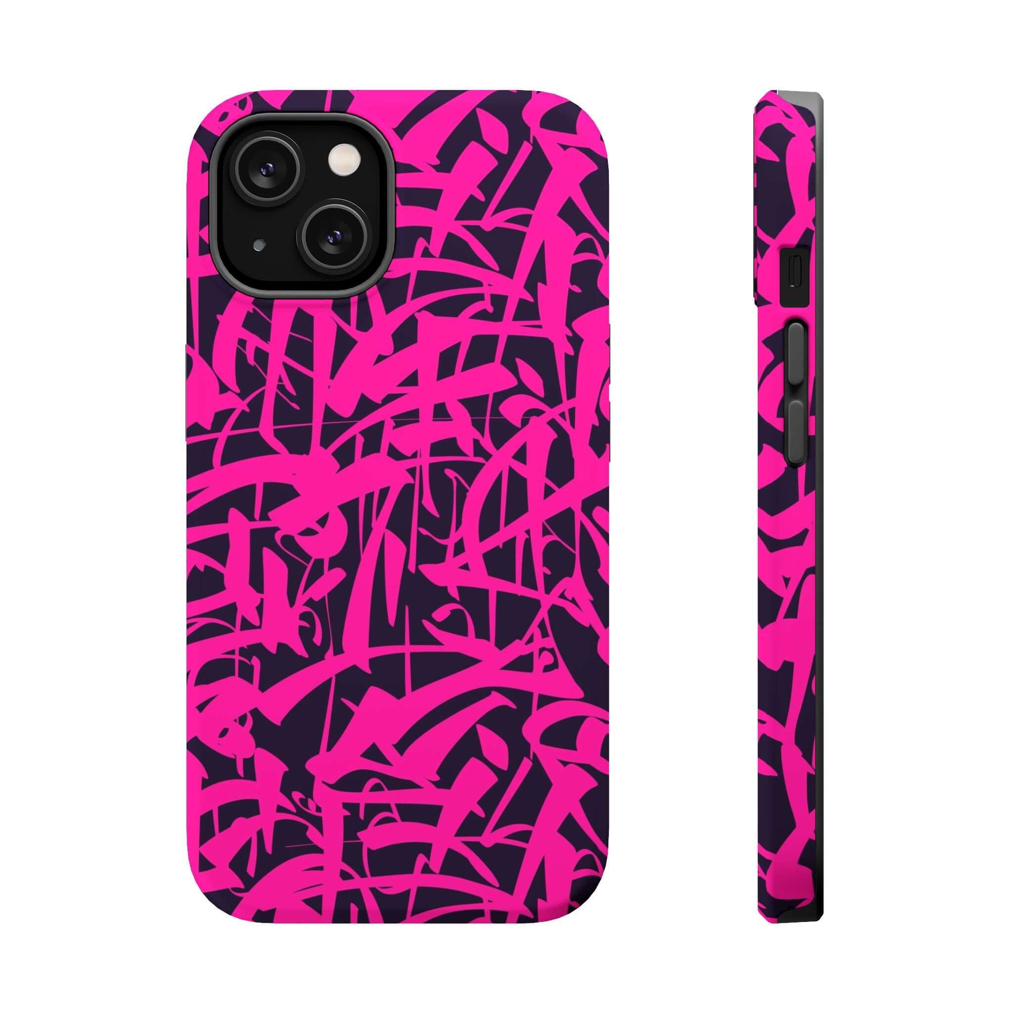 Cute phone cover featuring vibrant pink abstract artwork for iPhone, perfect for showcasing your playful side.