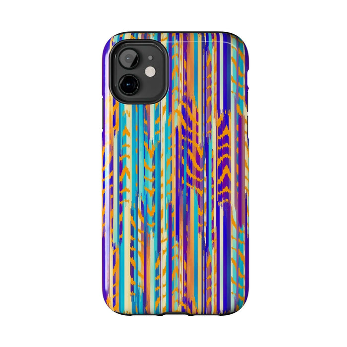 Colorful abstract tie dye iPhone case with vibrant stripes, offering a cute and unique design to make your phone stand out.