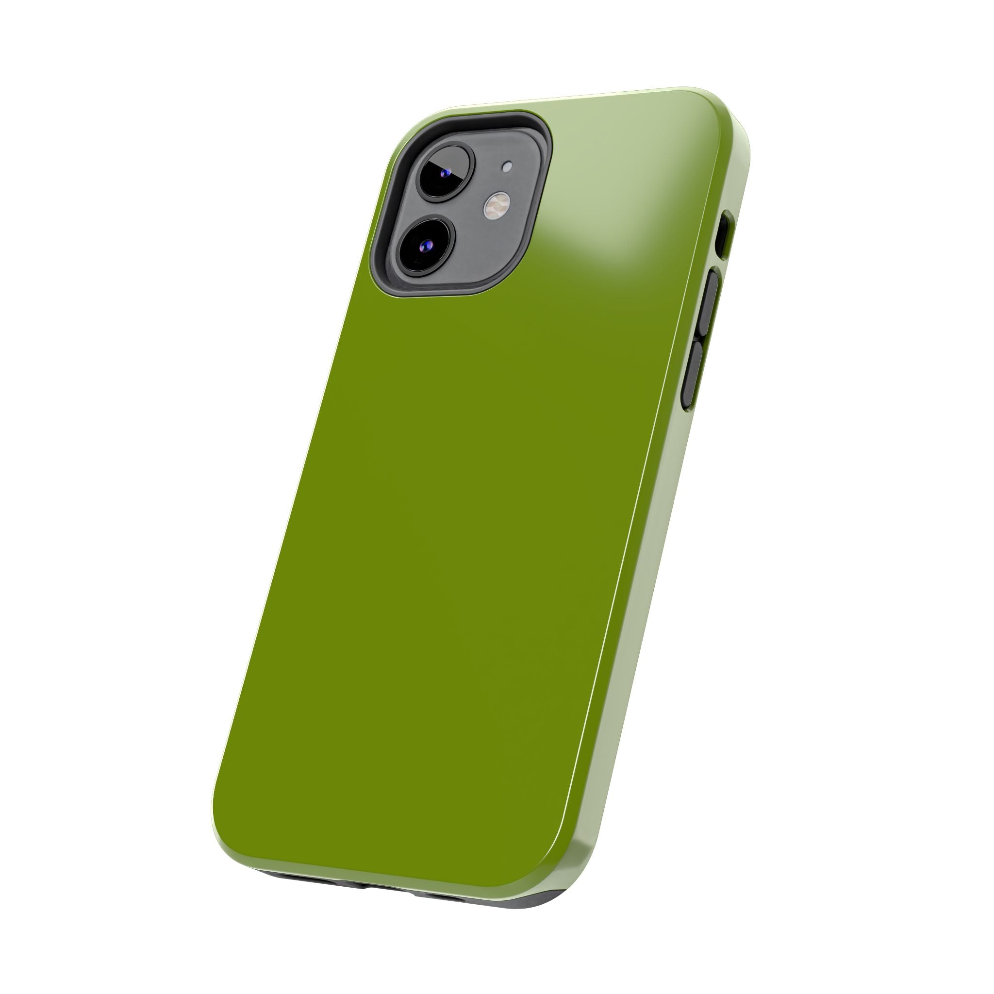 Solid green Matcha Tea iPhone case, protects from scratches, cute phone accessory, floral-inspired iPhone case design.