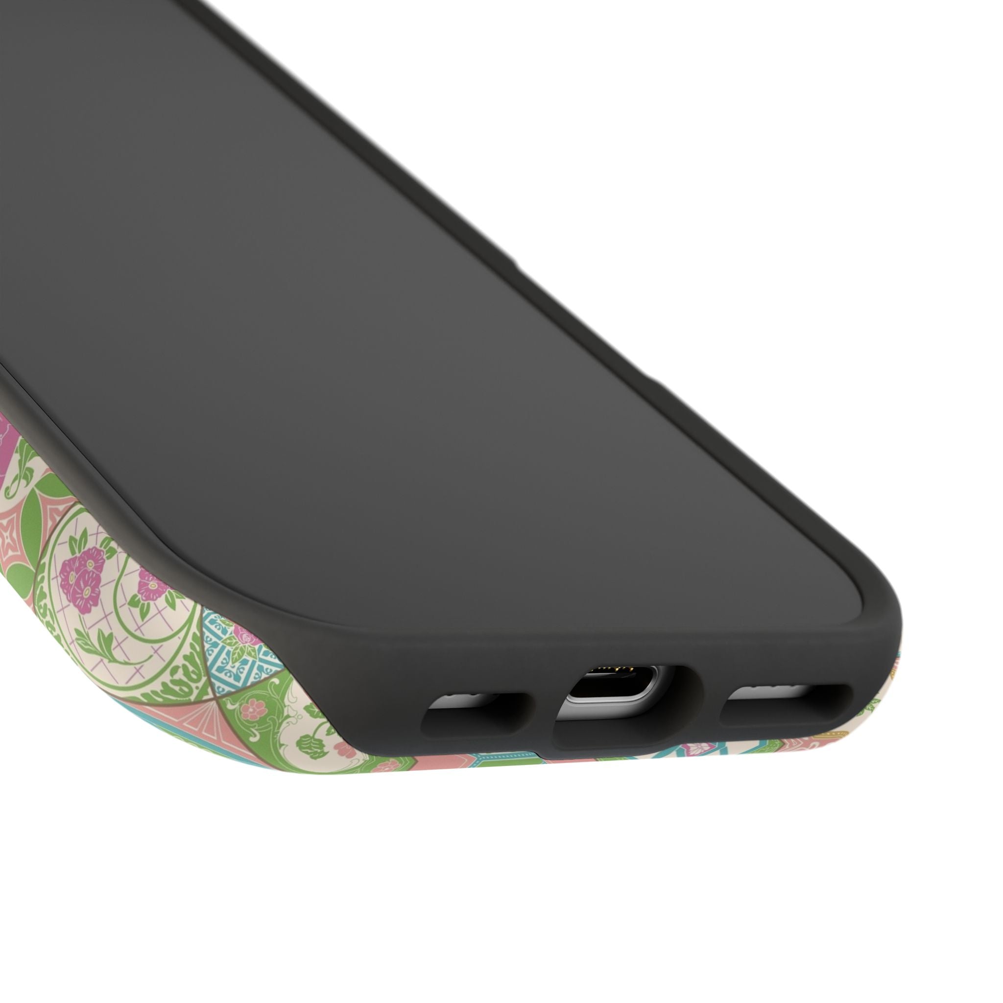 Colorful Peranakan Bloom iPhone case with Nyonya floral tile pattern, cute phone cover by best phone case brand.