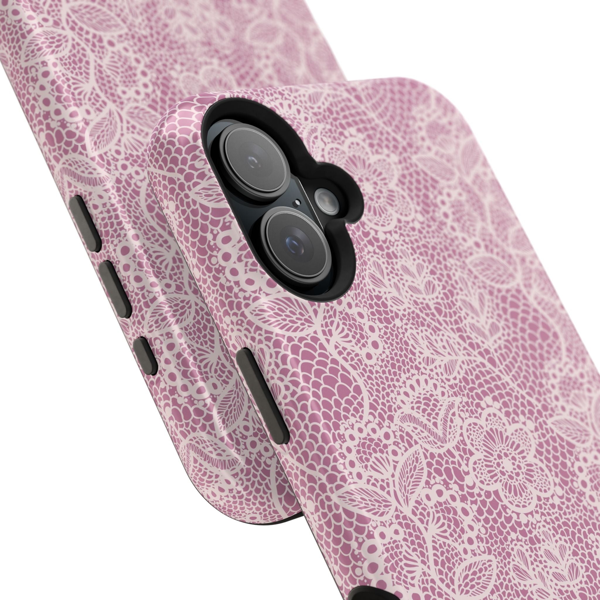 Pink Lace MagSafe iPhone Case with Floral Design - Cute Phone Cover with Country Charm