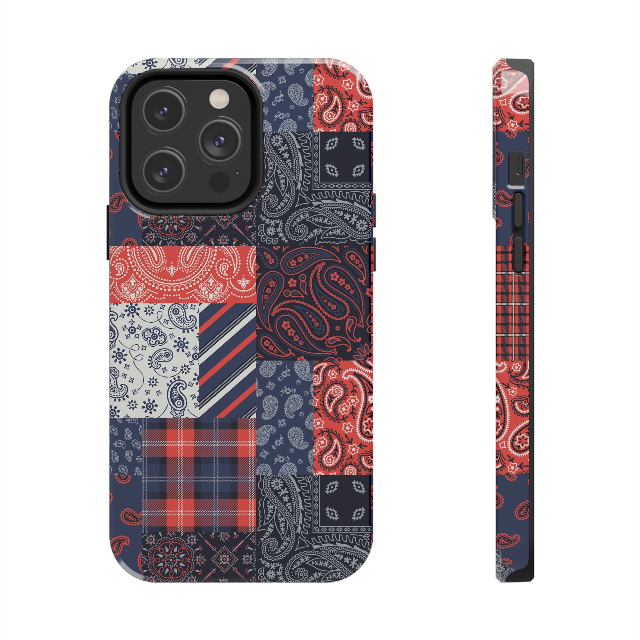 Bandana Patchwork iPhone 14 Pro Case | Cute and Bookish Phone Case | Boho Bandit Style for Fashion-Forward Men