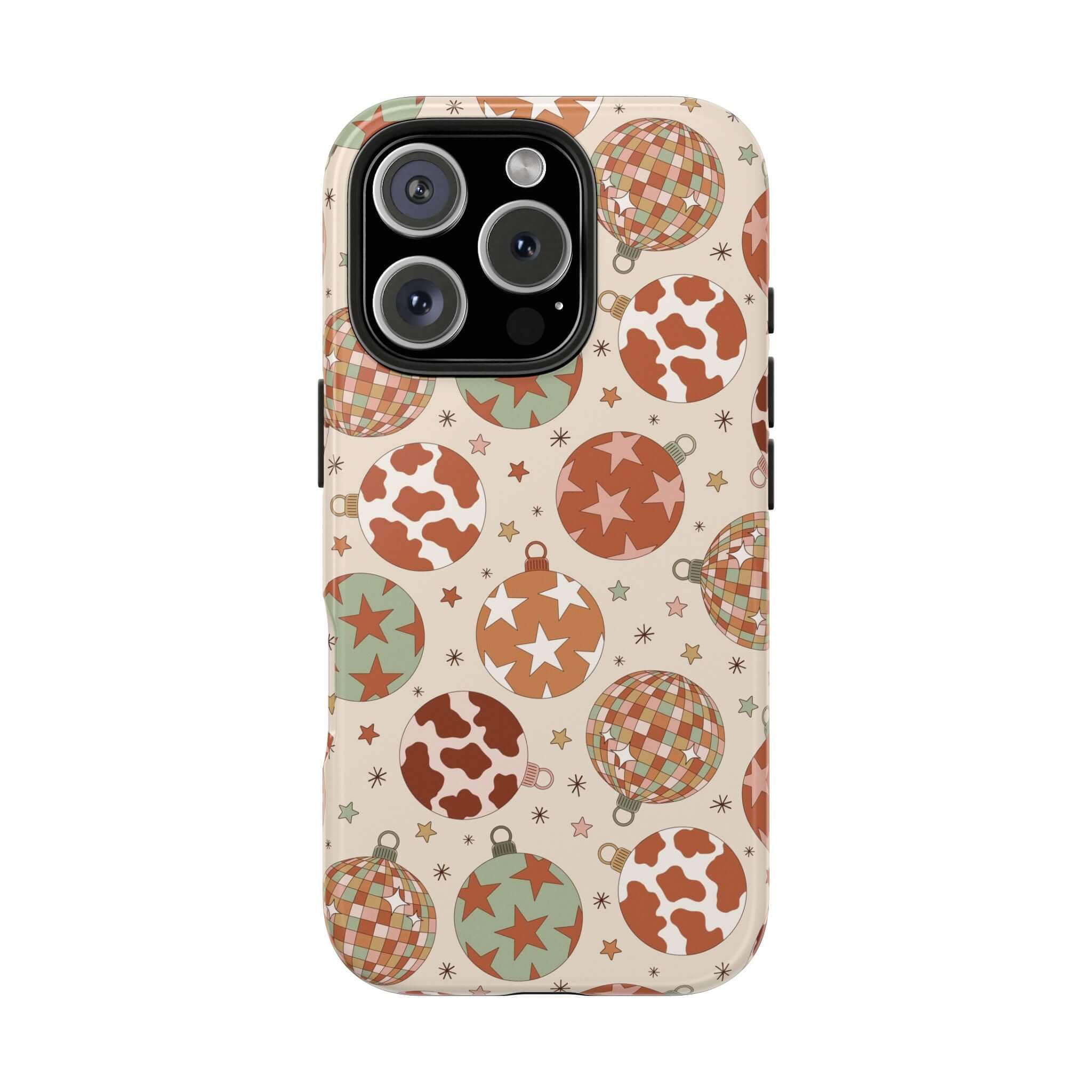 Colorful Cowgirl Christmas iPhone case with festive patterns, perfect cute phone cover for holiday flair.