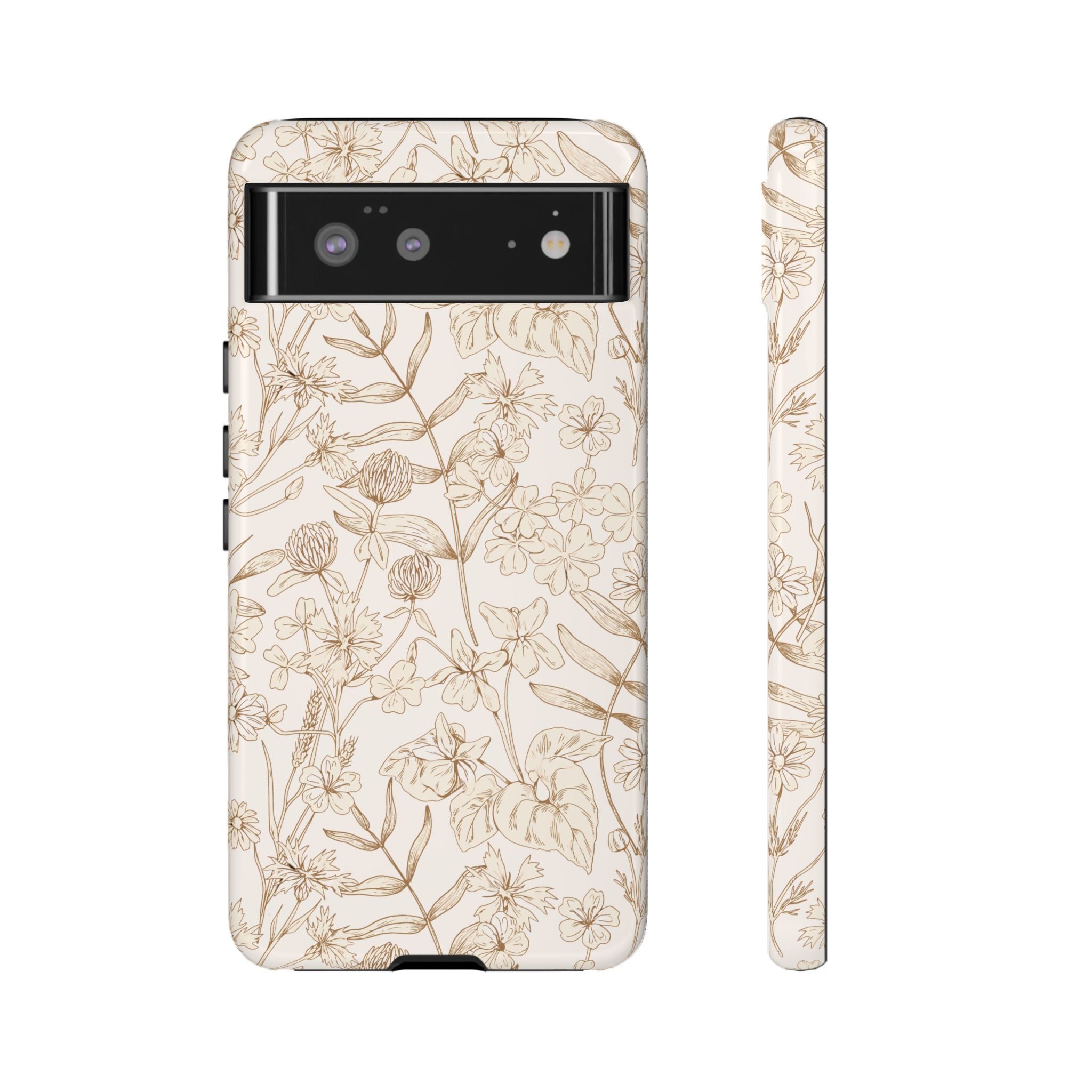 Beige Thyme Tan Garden Phone Case with floral design for Samsung, cute case adds nature-inspired flair, fits iPhone 16.