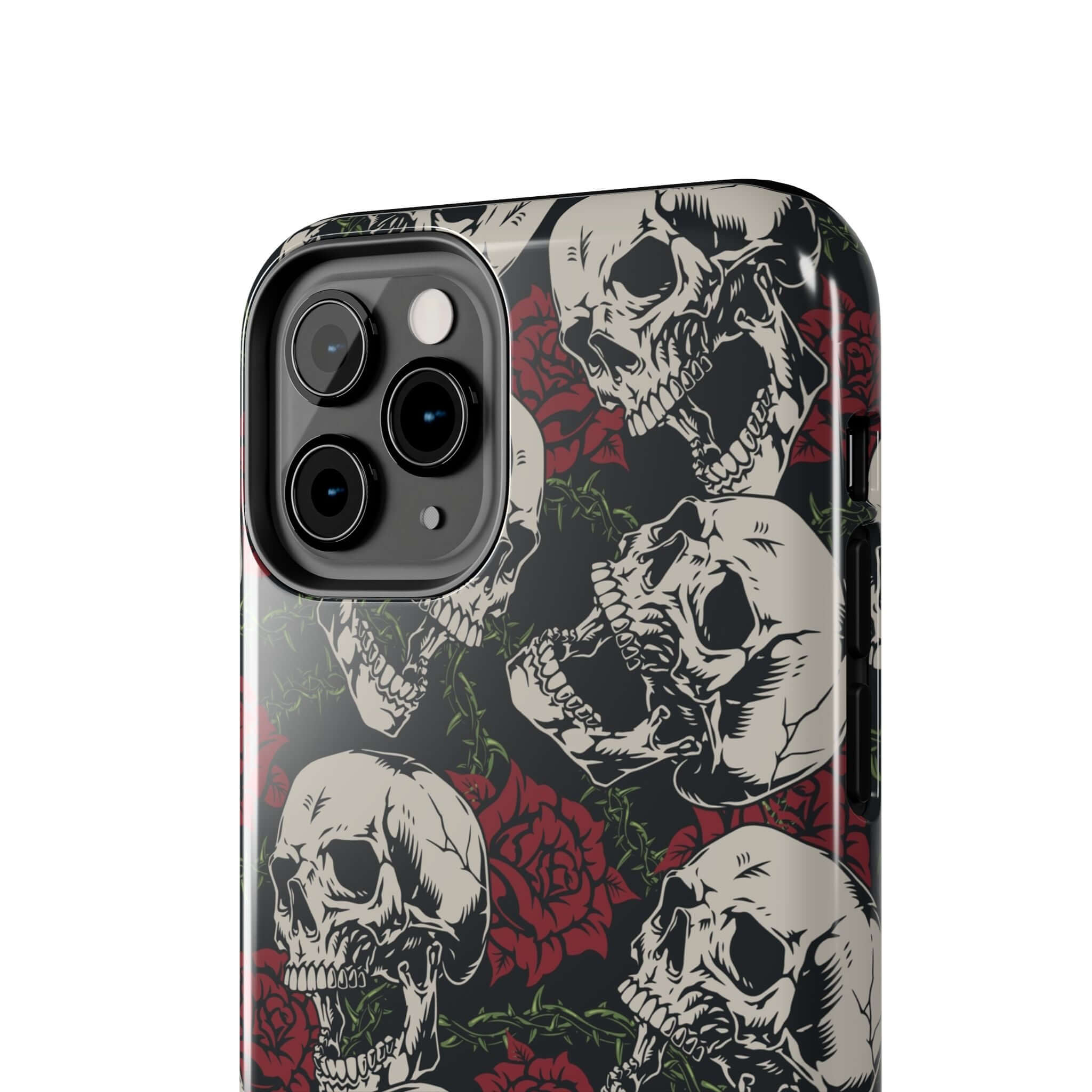 Cute MagSafe iPhone Case with Skull and Rose Design - Biker Style iPhone 16 Protective Case for Baddie Girl Vibes