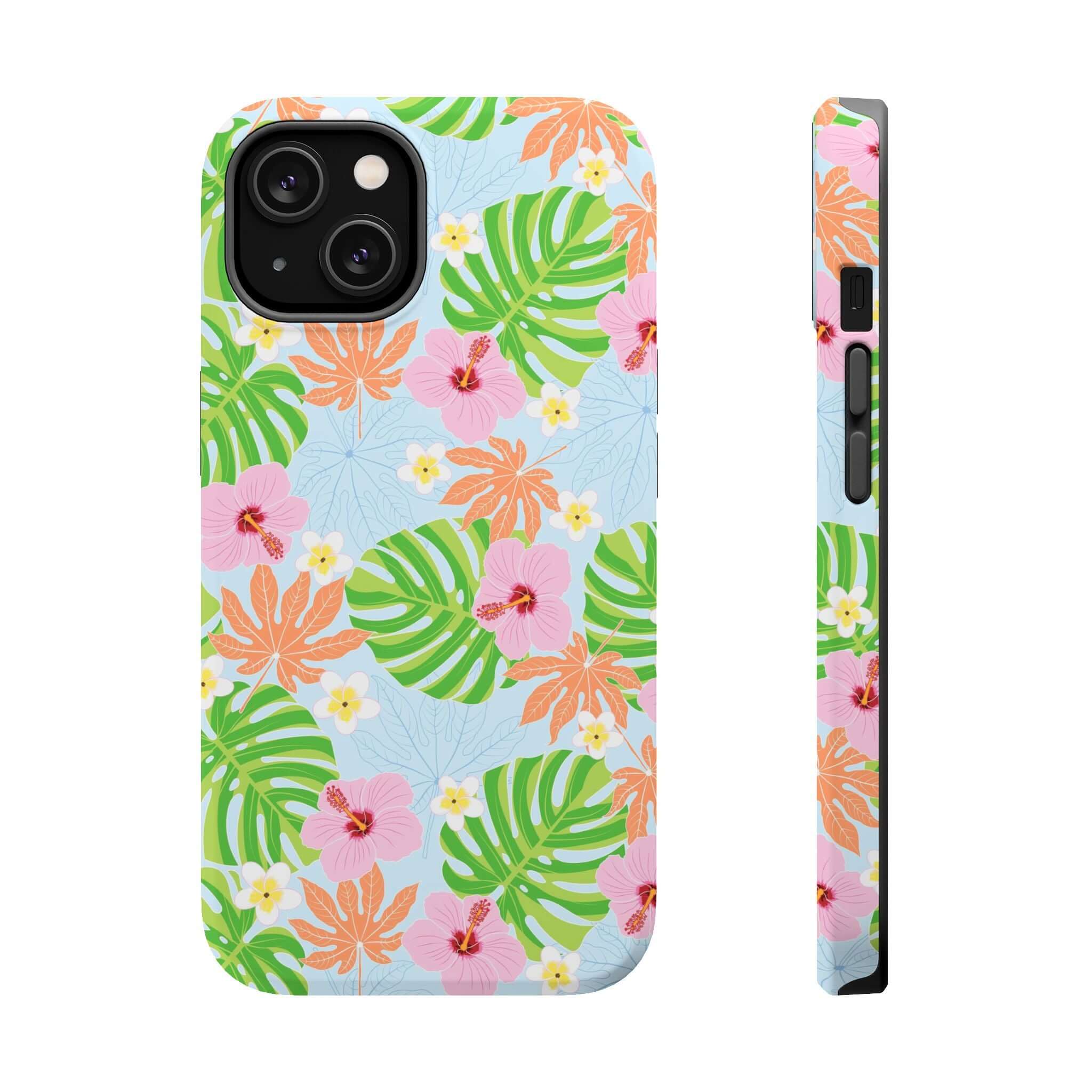 Island Hibiscus MagSafe iPhone 14 Pro case with tropical floral design - cute phone cover for stylish protection.