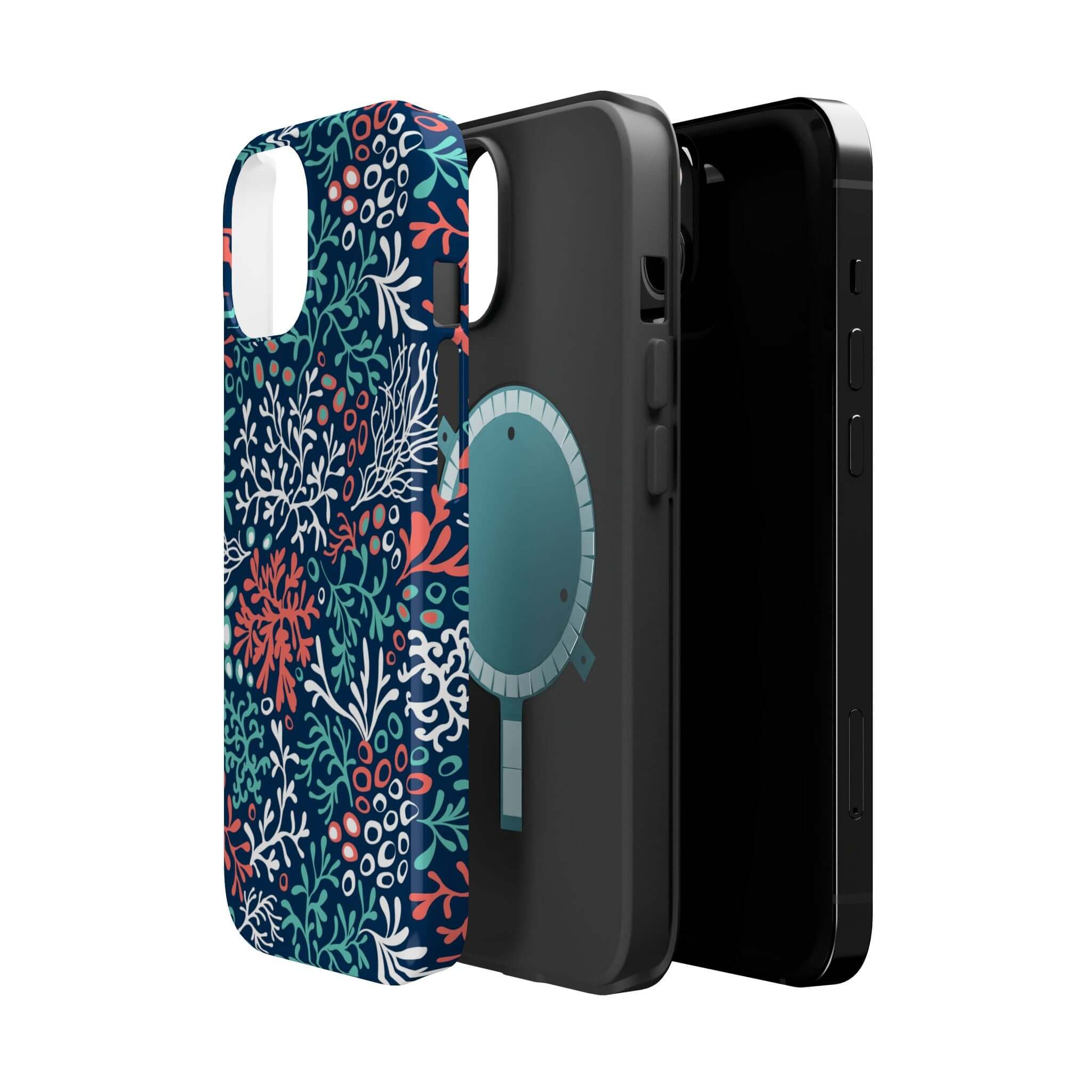 Cute Coral Reef Crush beachy phone case for iPhone 16 in colorful design, showcasing protective and stylish ocean-themed cover.