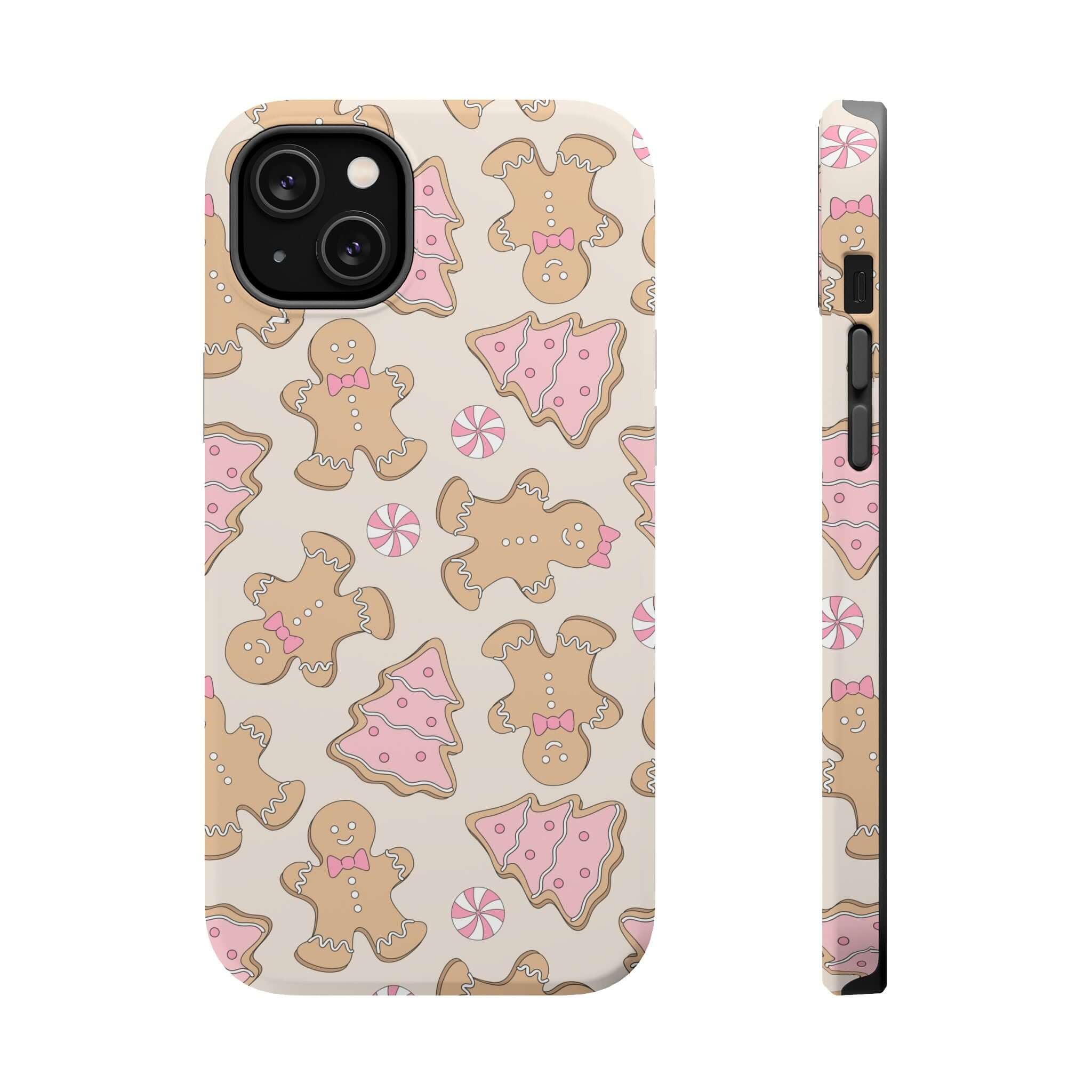 Gingerbread Girlie MagSafe Christmas phone case with cute gingerbread men and holiday designs, perfect for festive phone protection.