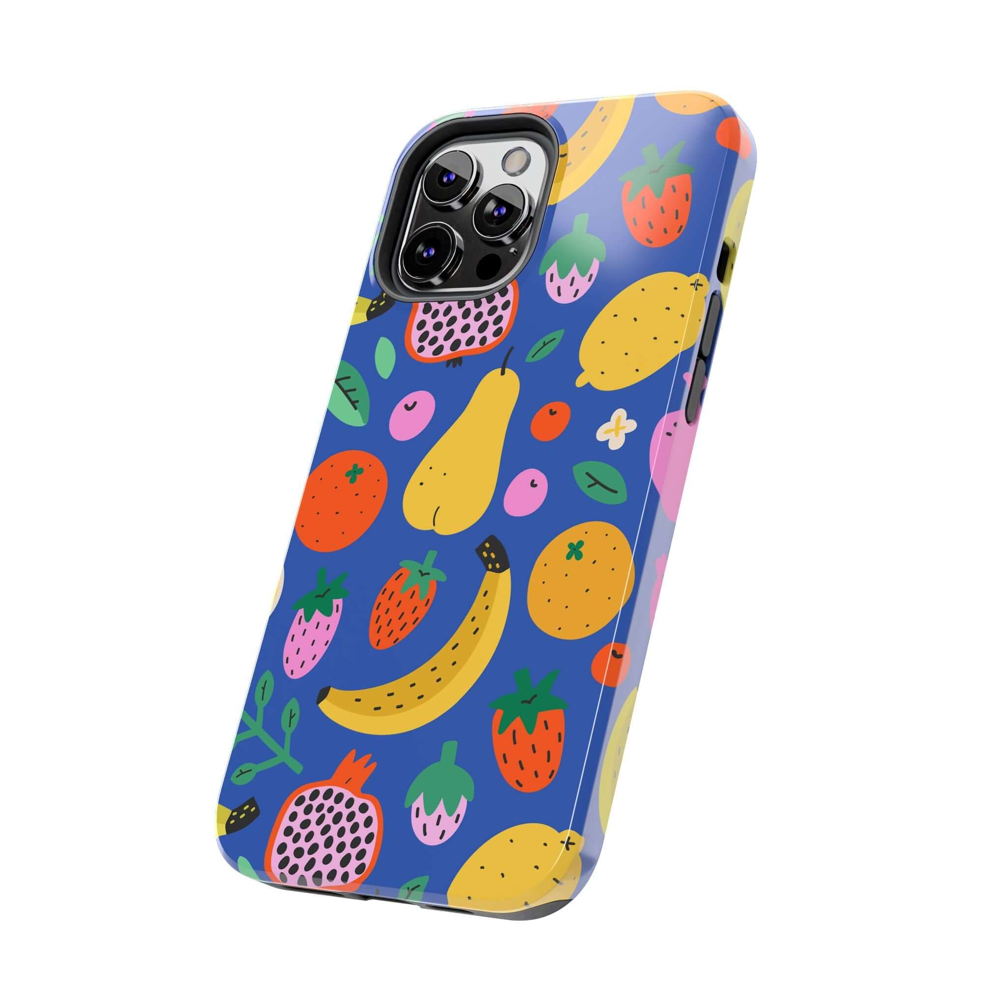 Cute phone cover with colorful beachy fruit design for Apple iPhone, perfect for summer and tropical vibes.