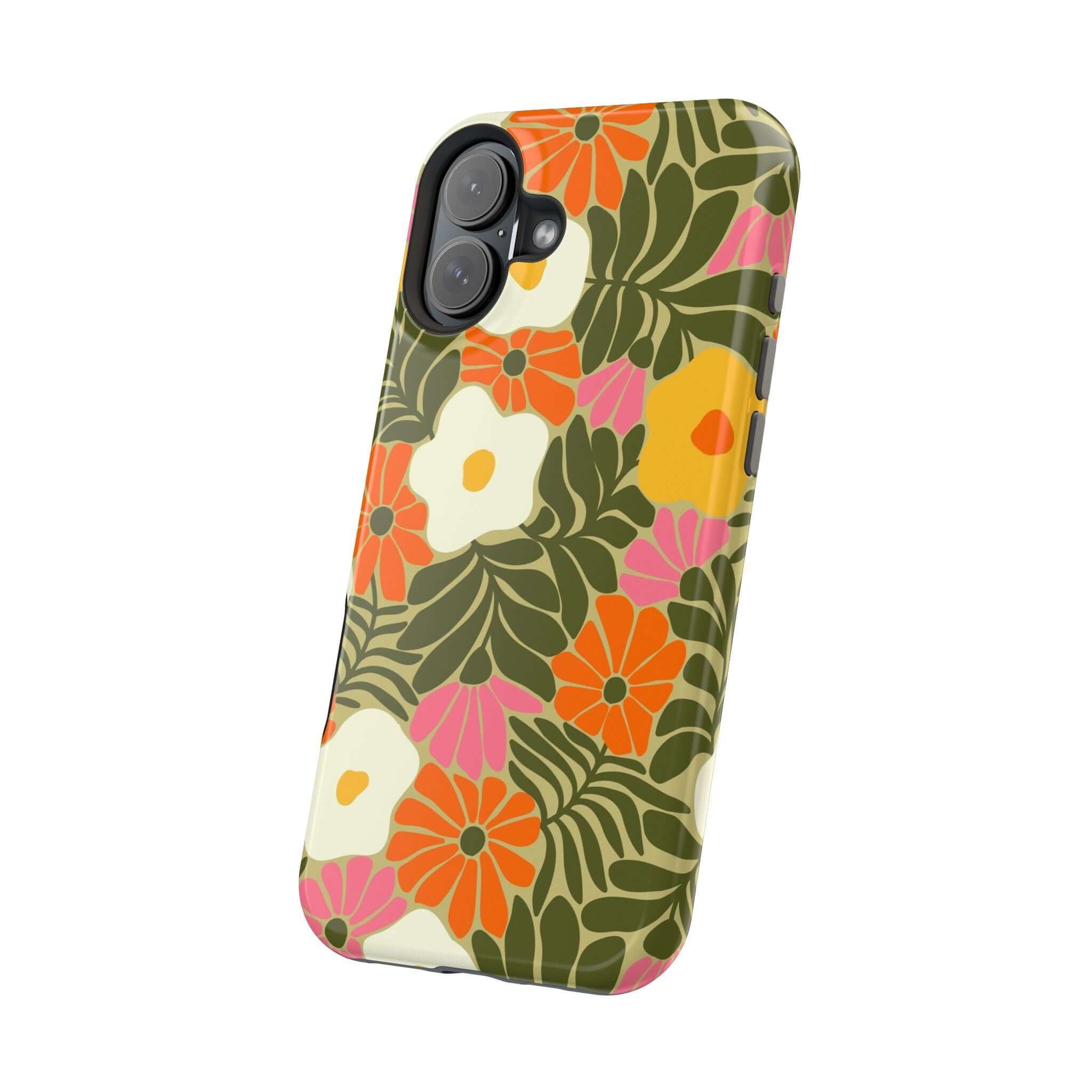 Retro beach vibes cute phone cover with colorful floral design for Apple iPhone, perfect for tropical style and protection.