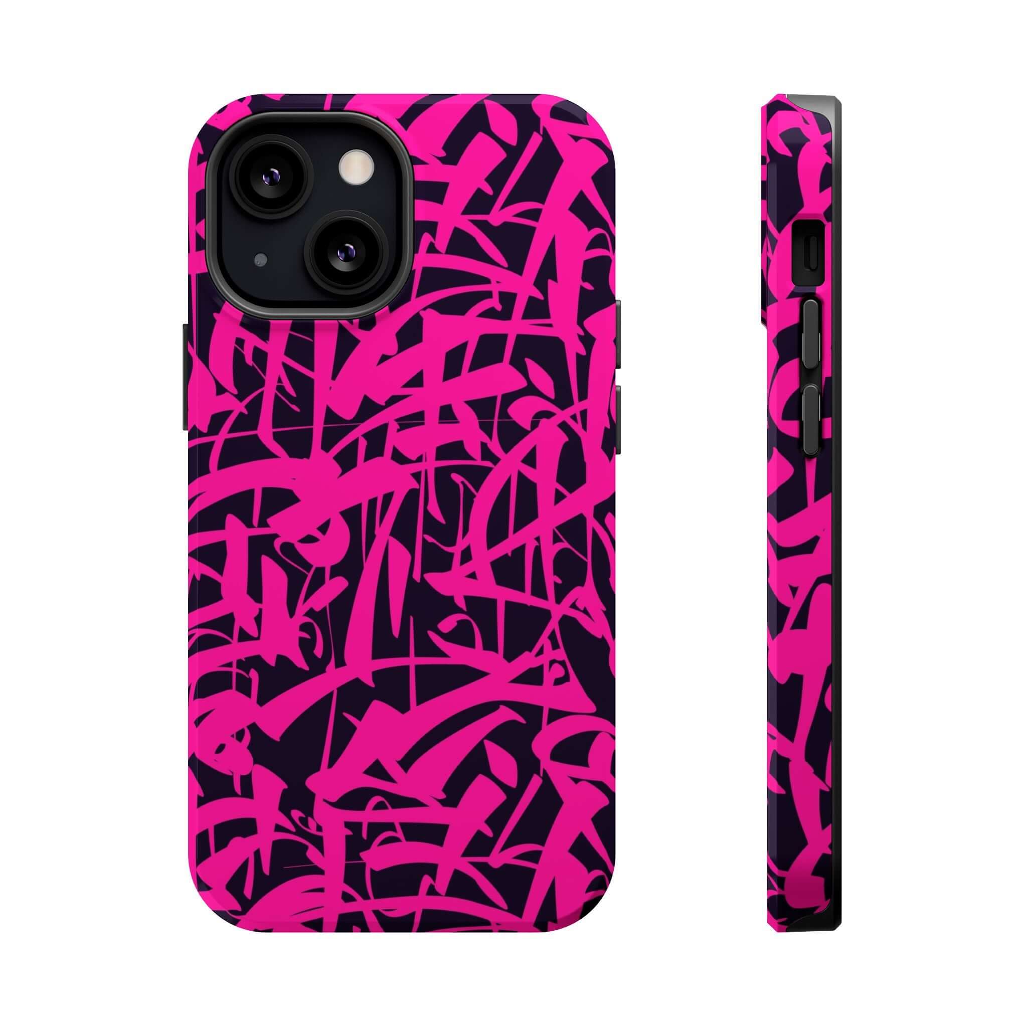 Cute pink art case for iPhone with vibrant design, perfect for protecting your phone in style.