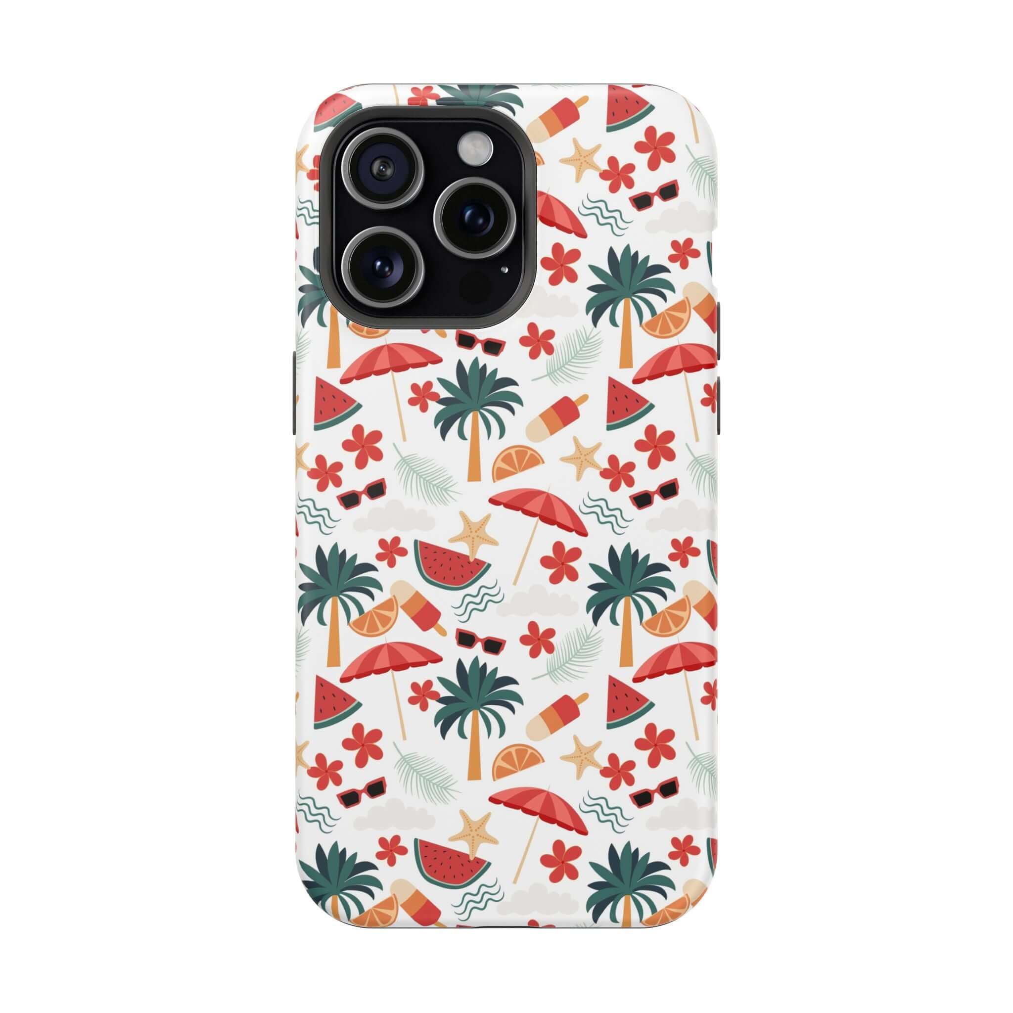 Cute iPhone 14 beach case with playful summer design and free shipping