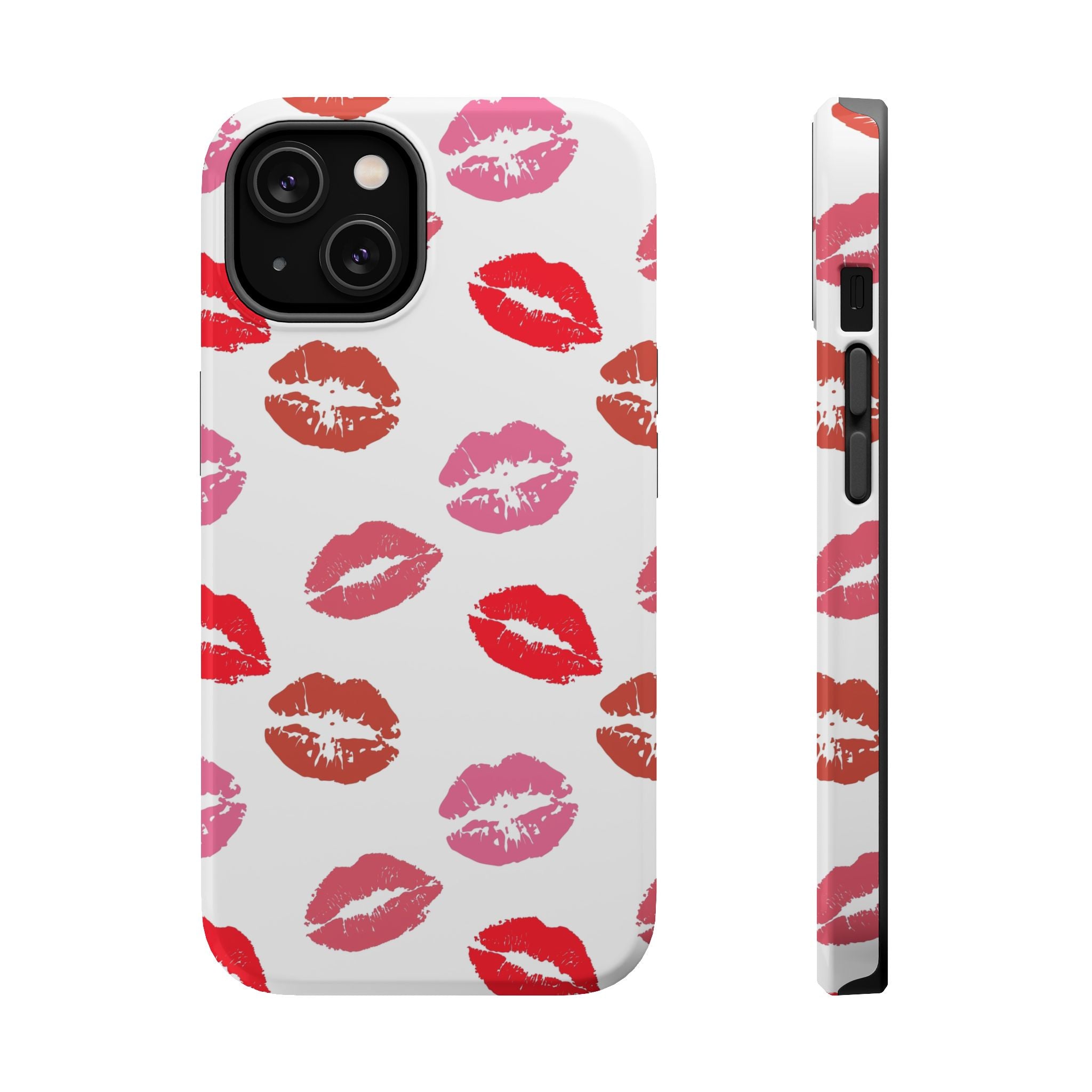 Cute phone cover with colorful lipstick kisses pattern, Kisses Case for iPhone, protective and flirty design.